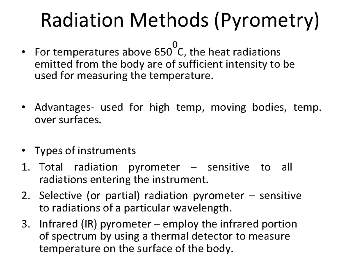 Radiation Methods in Temperature Measurement (Course Code: XXX ...