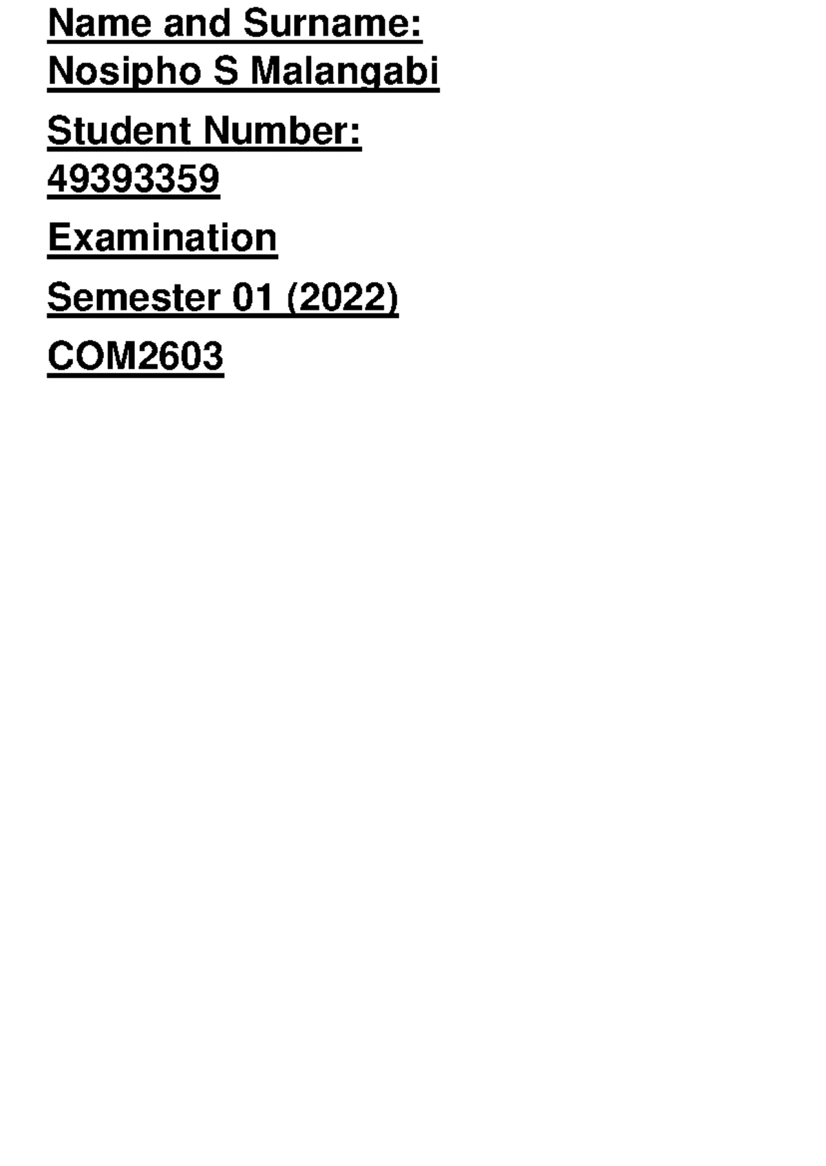 COM2603 Take-Home Online Examination Paper - May/June 2024 - Studocu
