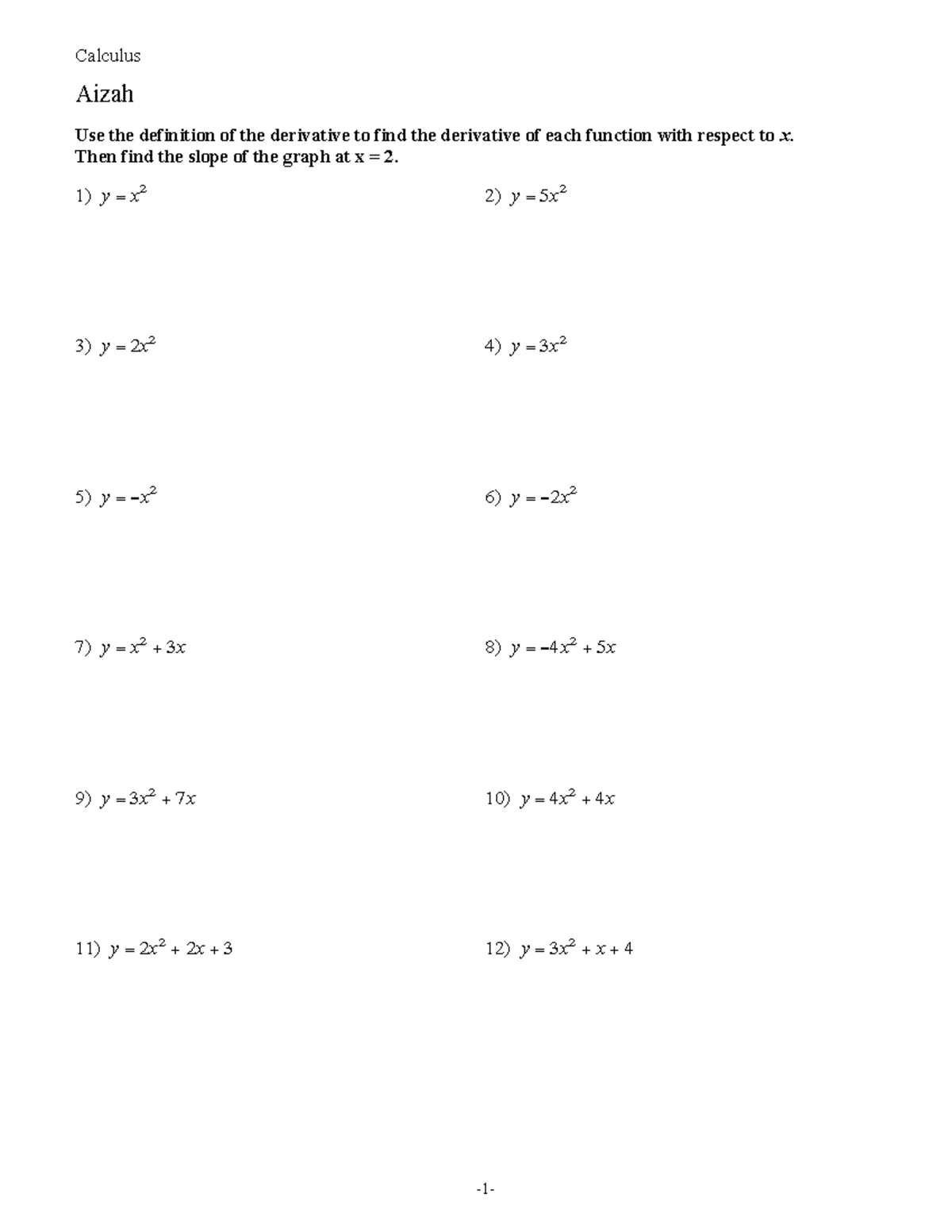 Optimization Problems - Calculus Homework (04) - Studocu