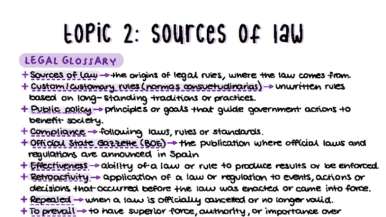 Topic 2: Sources of Law - Comprehensive Notes on Legal Principles - Studocu