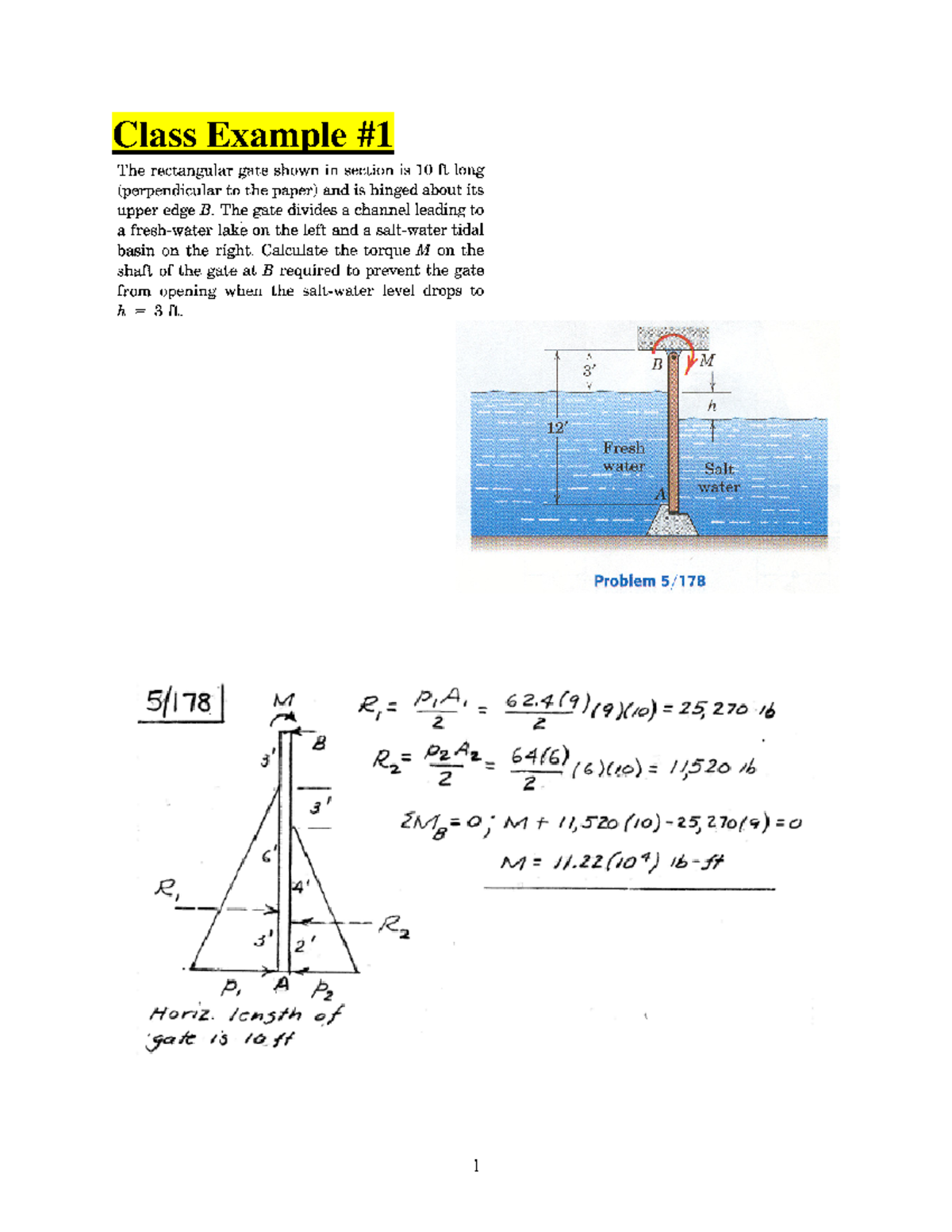 29-Fluid Pressure 1 Class Problems - CEEN241 - Class Solution Class ...