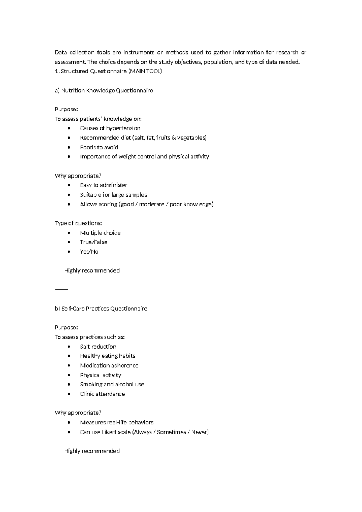 Data Collection Tools Overview for Research and Assessment - Studocu