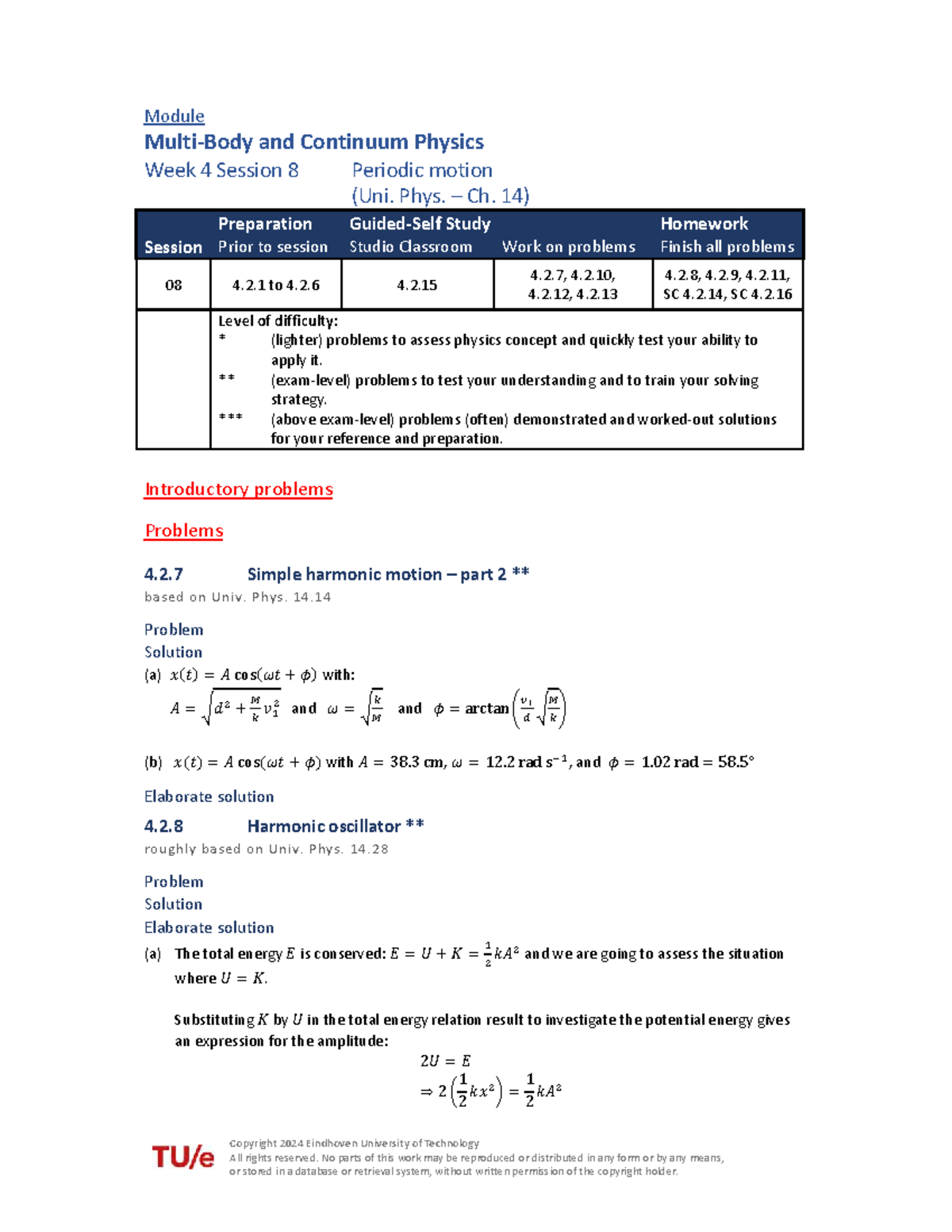 4.2 Week 4 Problems with Elaborate Solutions - Multi-Body Physics ...