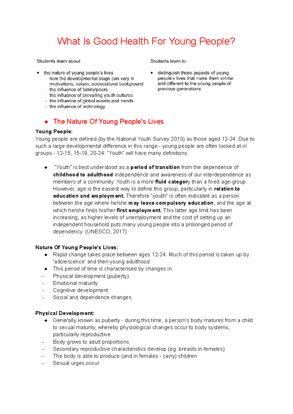 The Health of Young People: Insights from the National Youth Survey ...