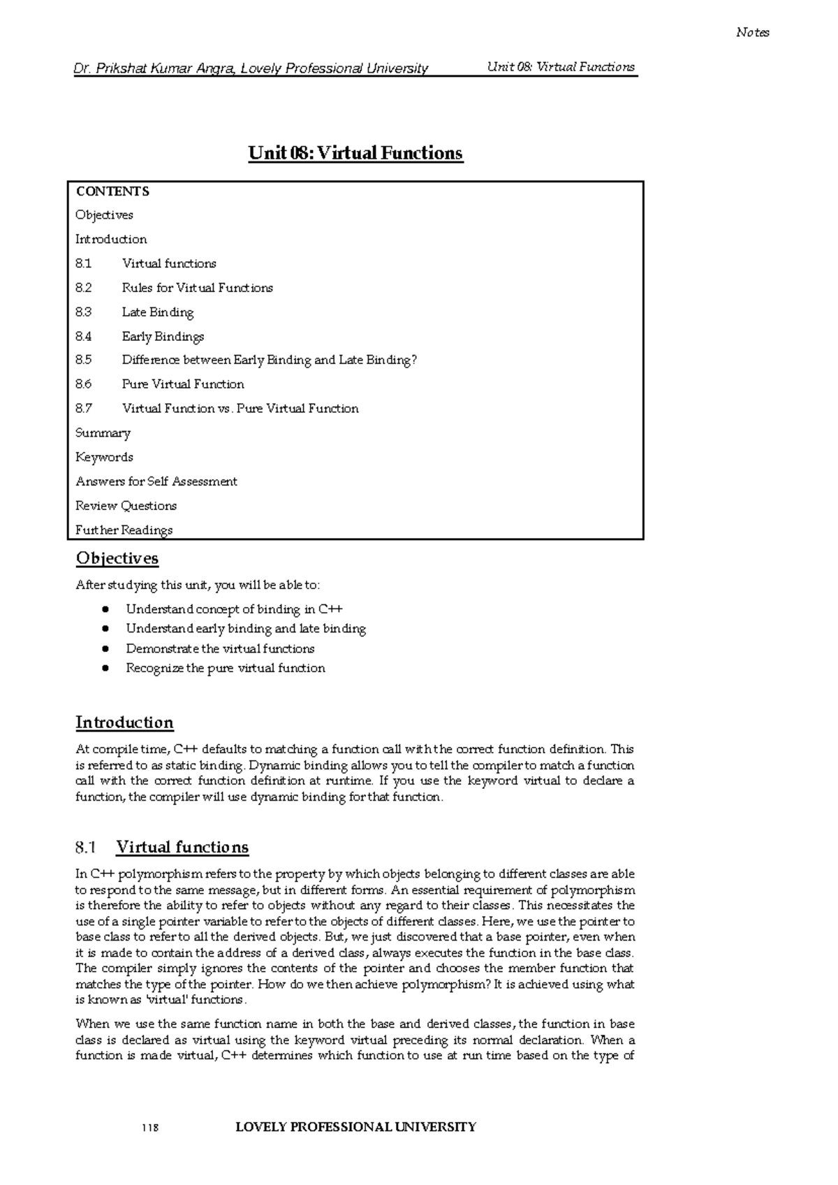 Unit 08: Virtual Functions - C++ Programming Concepts and Examples ...