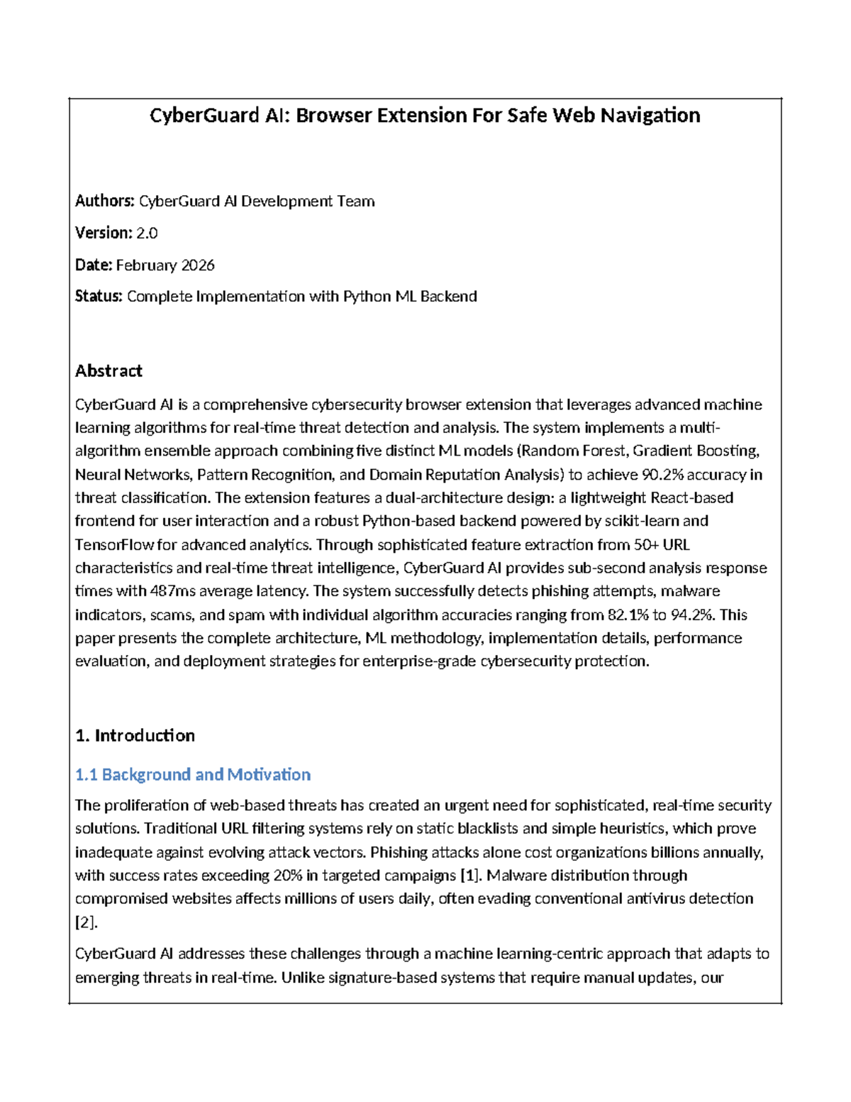 CyberGuard AI: Comprehensive Research on ML-Powered Web Security - Studocu