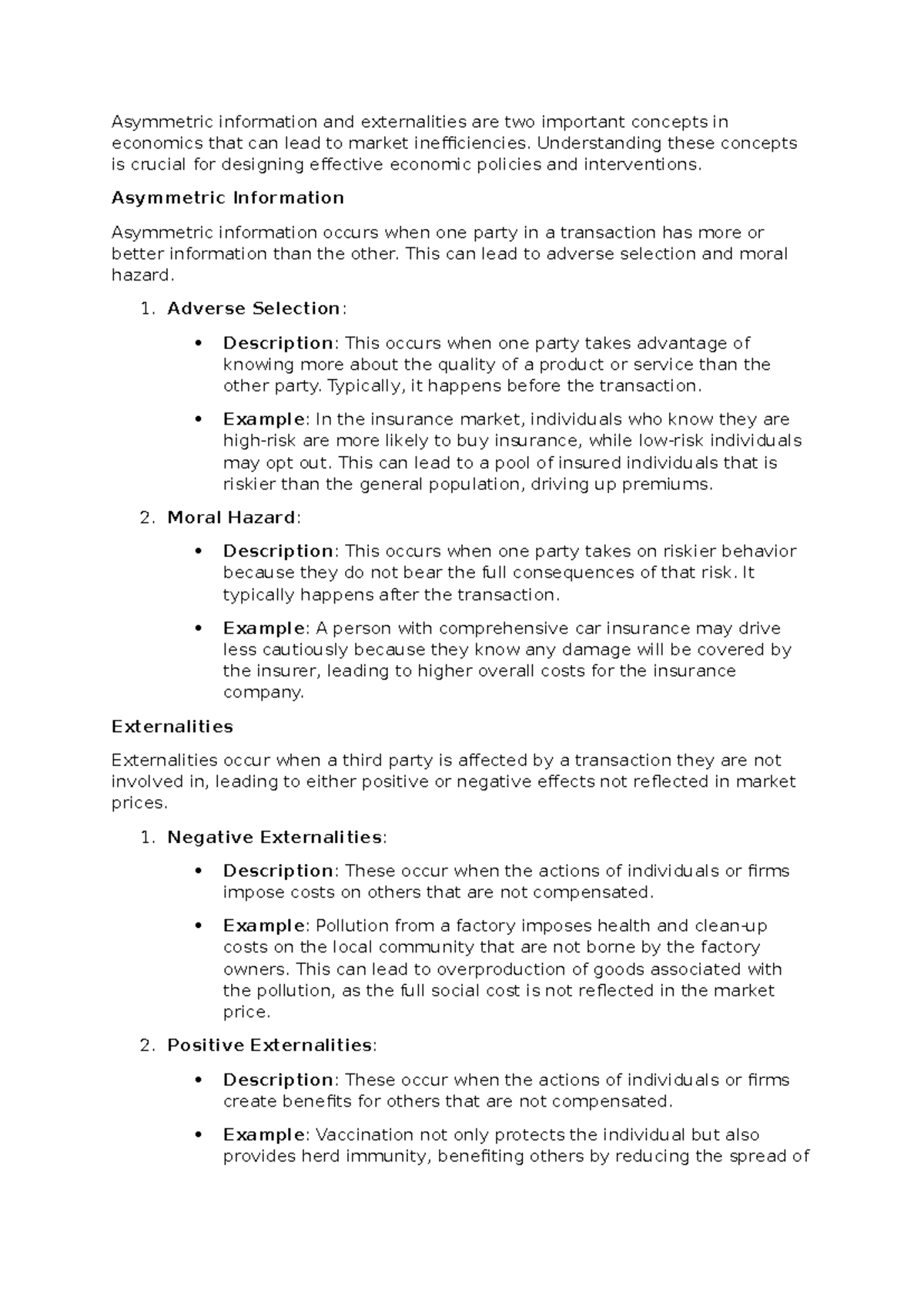 ECO 101: Understanding Asymmetric Info and Externalities in Economics ...