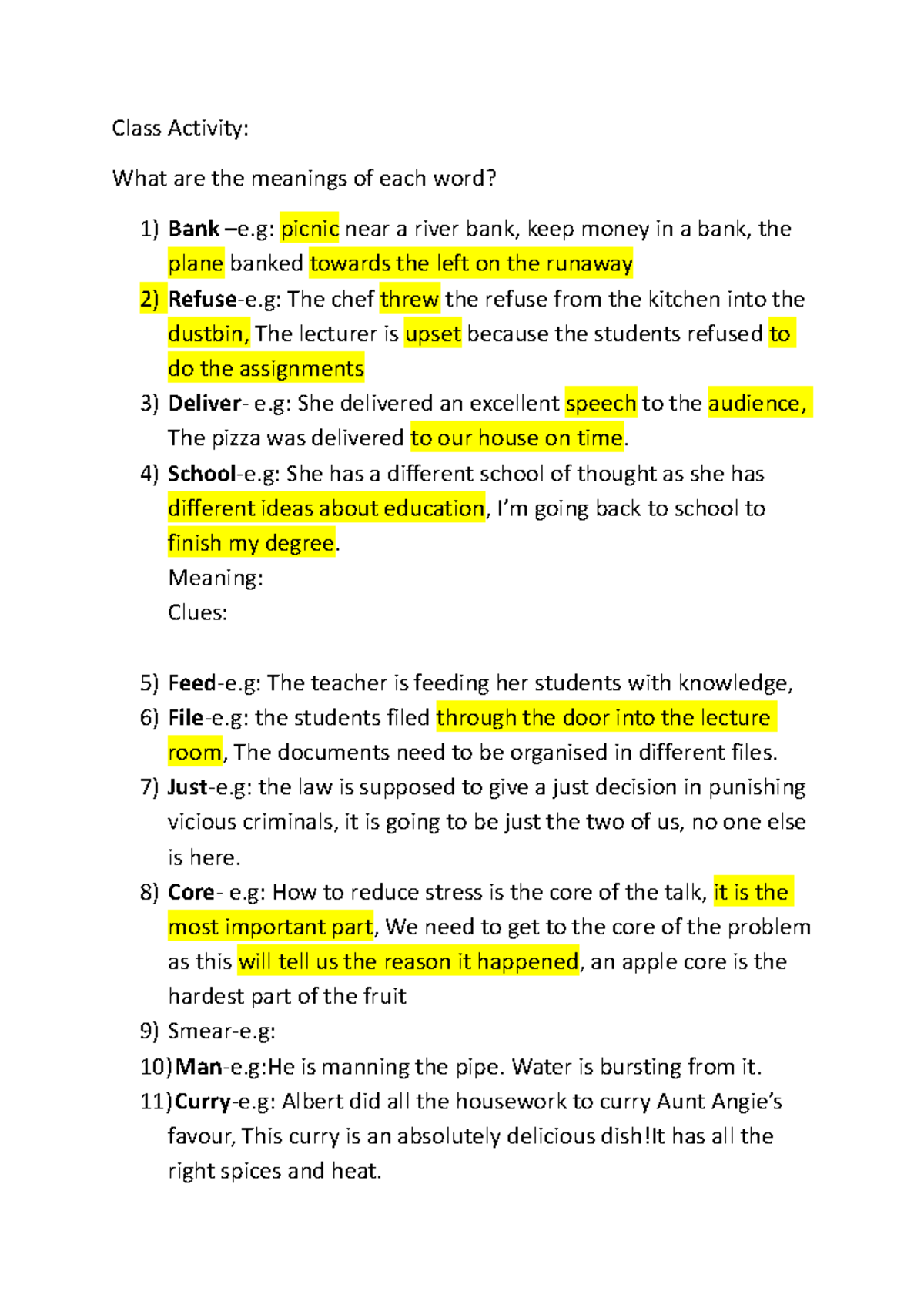 500,501-Contextual Clues: Word Meanings and Usage Examples - Studocu