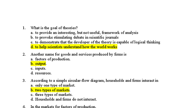 Test Answers for Chapters 2 & 3 - Econ 101 - Studocu