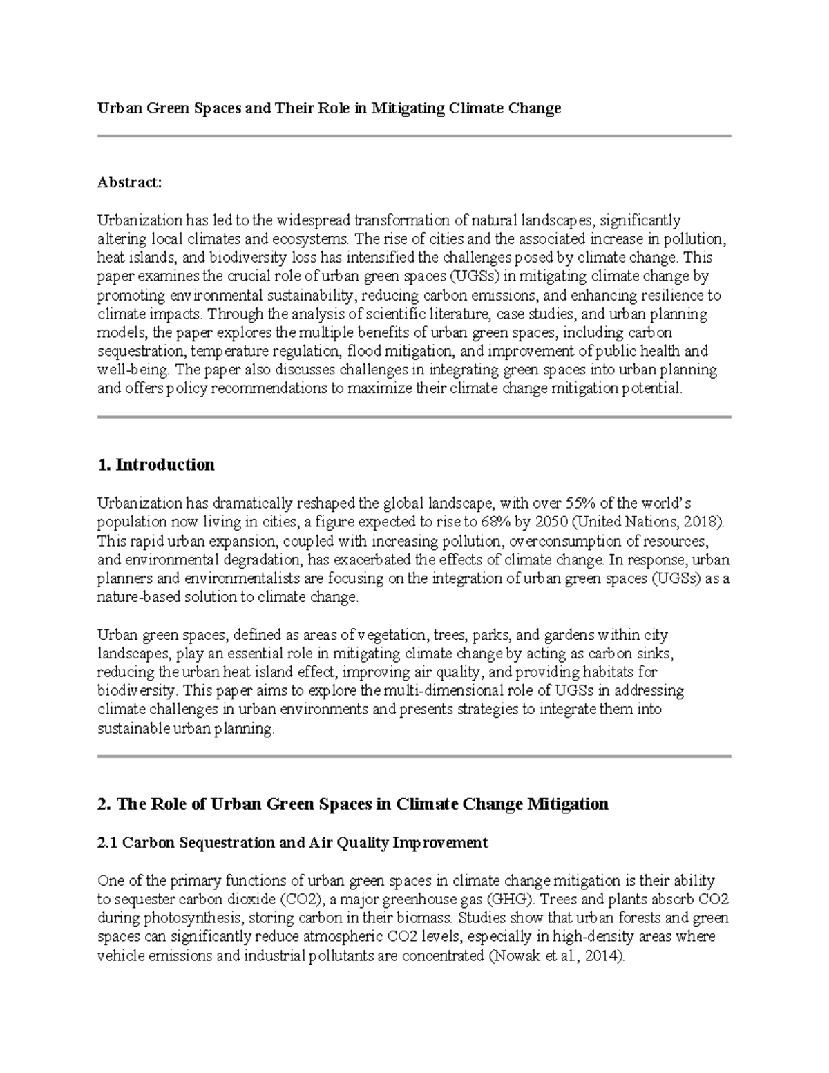 UGS 101: The Impact of Urban Green Spaces on Climate Change Mitigation ...