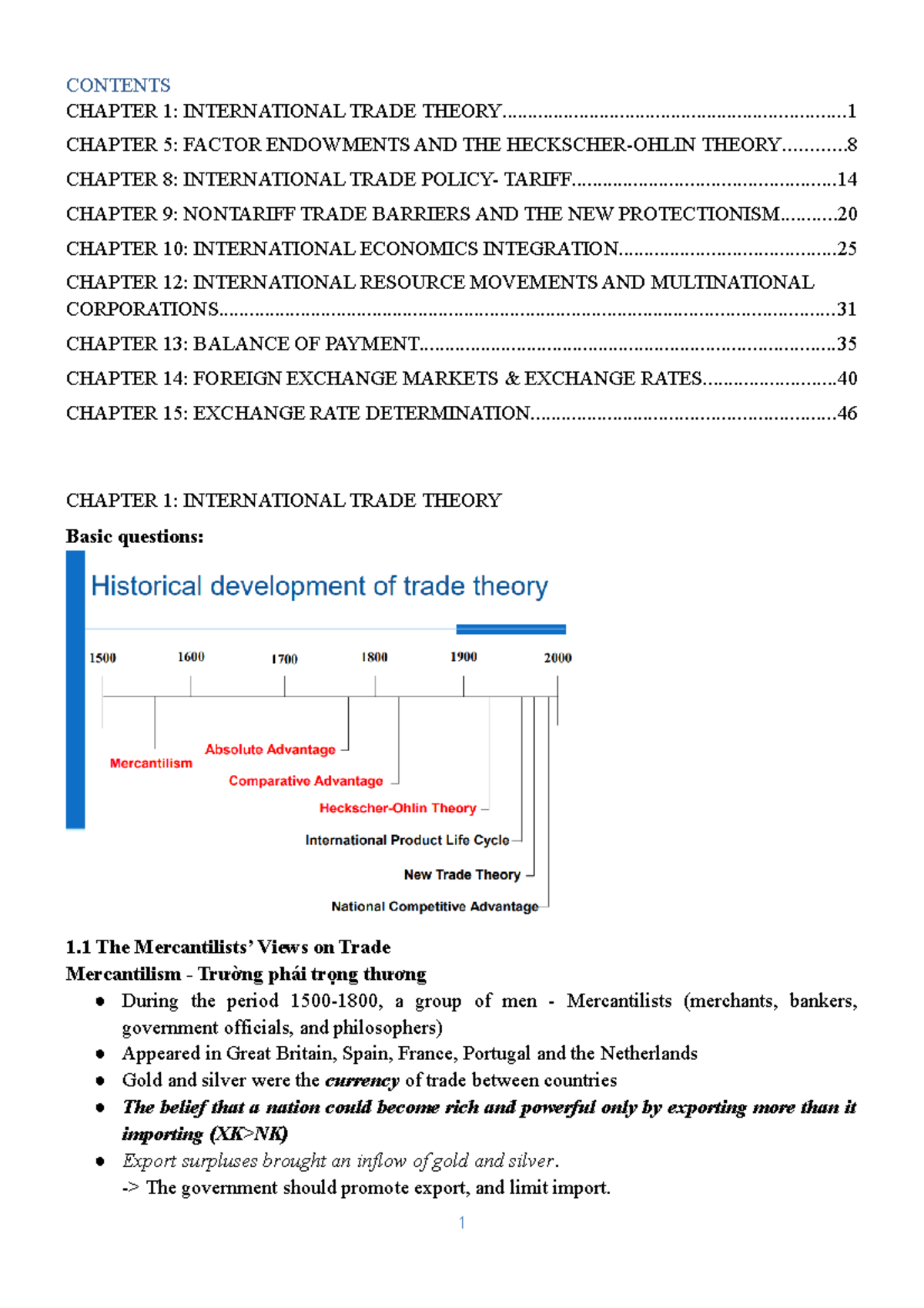 #notebook international economics - CONTENTS CHAPTER 1: INTERNATIONAL ...