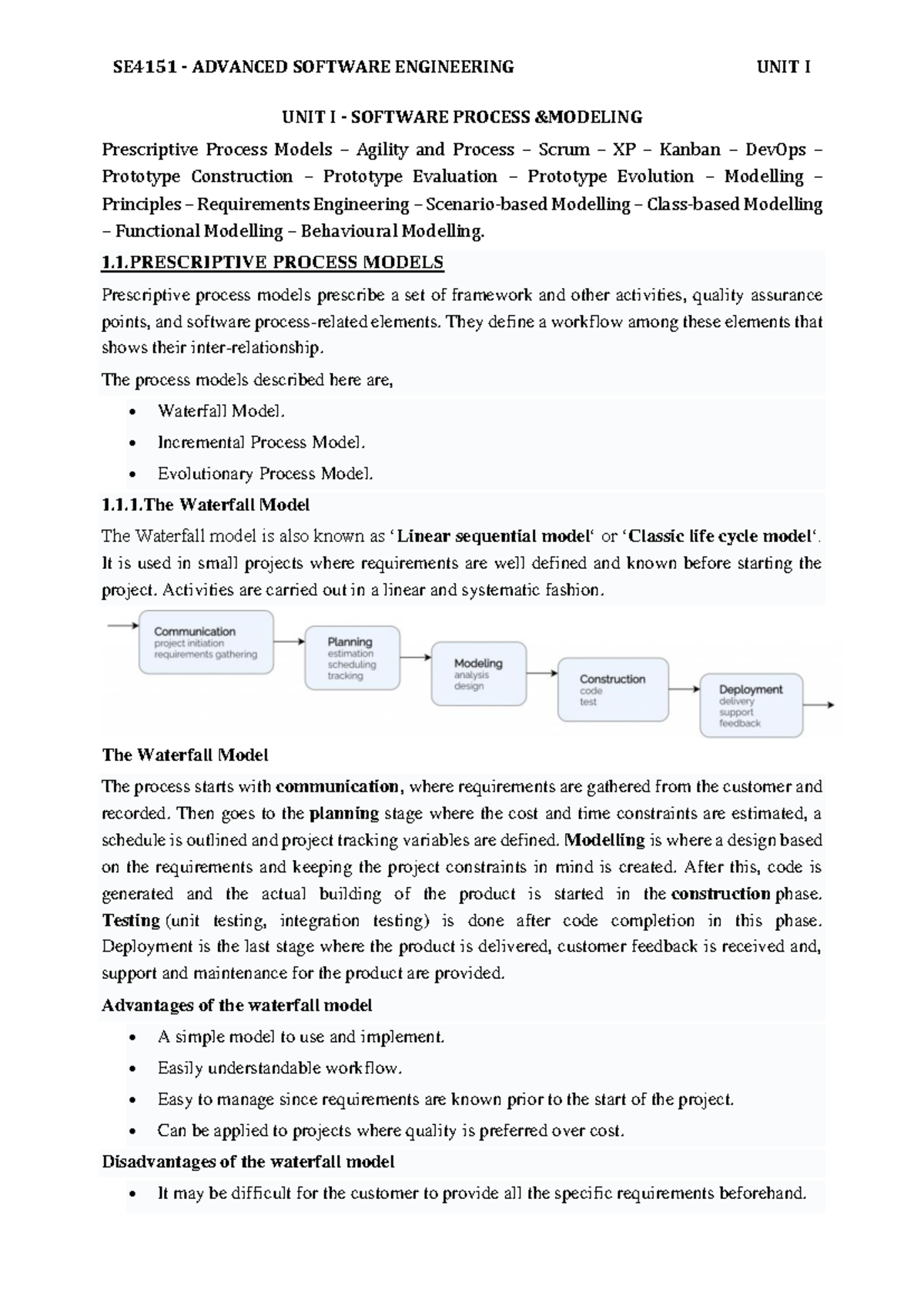 SE4151 - Advanced Software Engineering: Software Process & Modeling ...