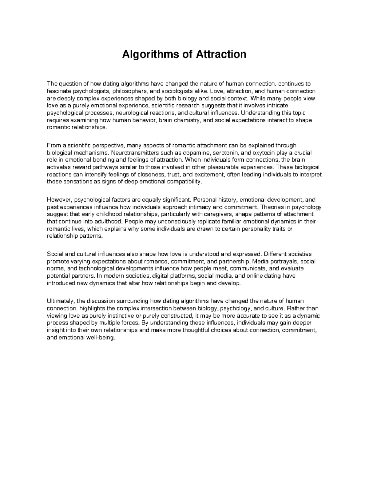 Algorithms of Attraction: How Dating Algorithms Shape Human Connection ...