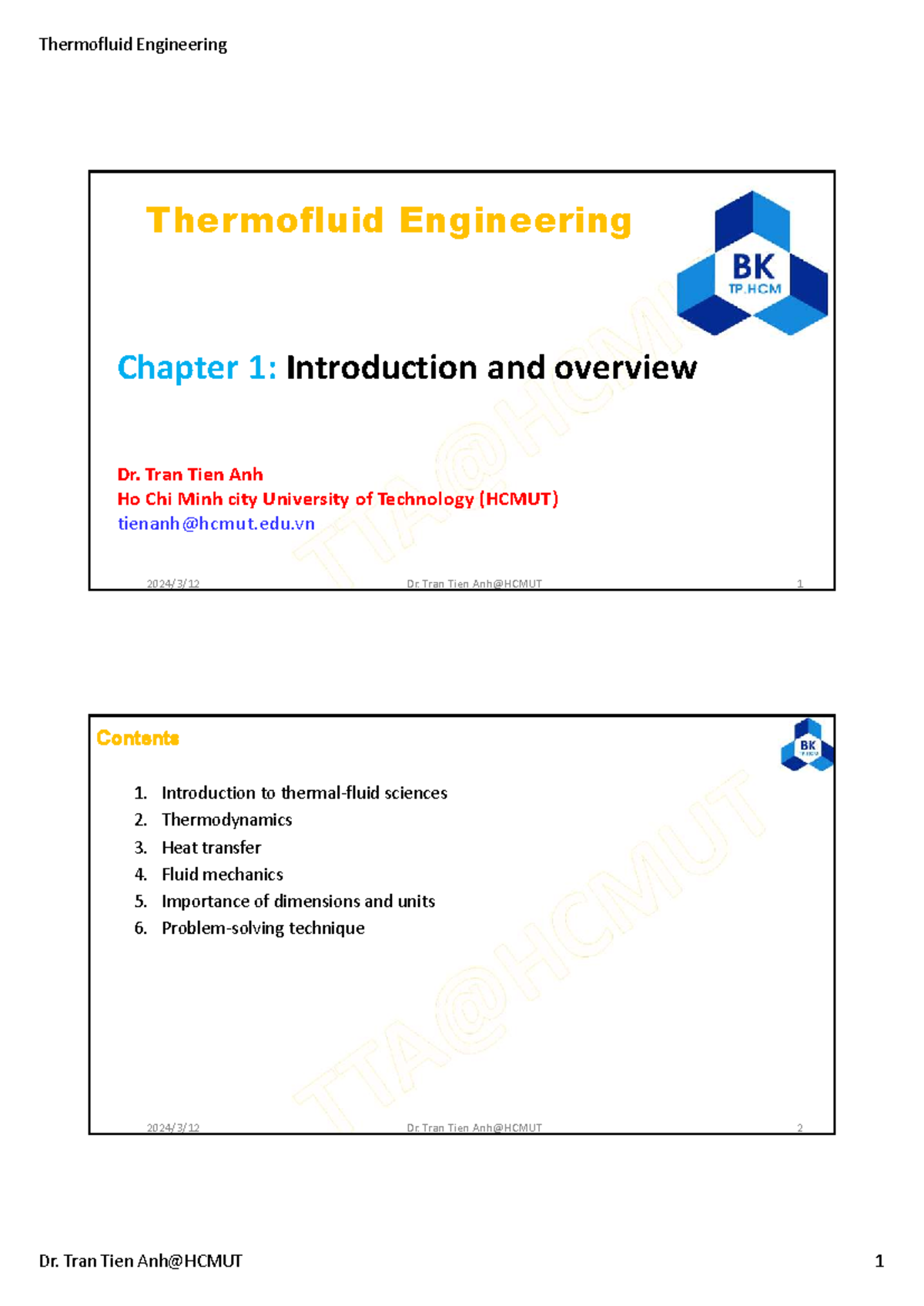 Thermofluid Engineering (ENG101) Chapter 1: Intro & Overview - Studocu