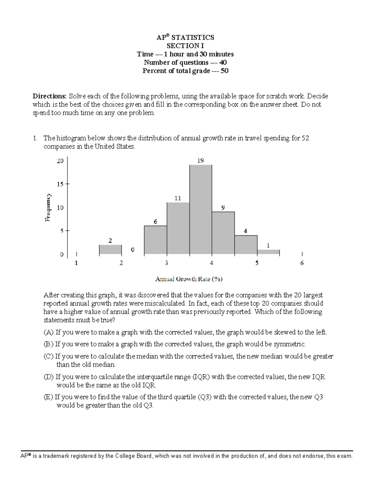 AP Statistics Practice Exam 2019 - Test Your Skills! - Studocu