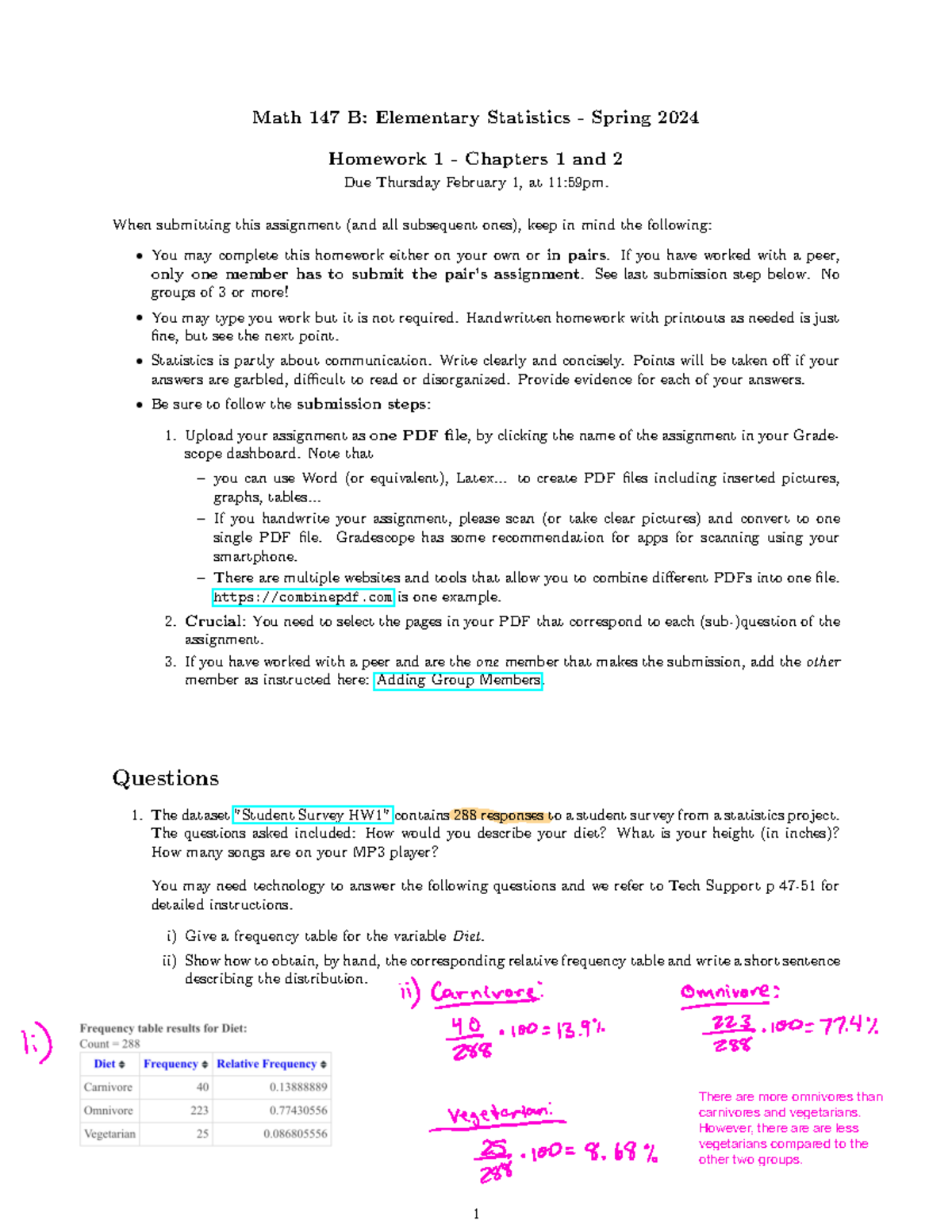Math 147 Homework 1 - Chapters 1 & 2 Assignment Details - Studocu