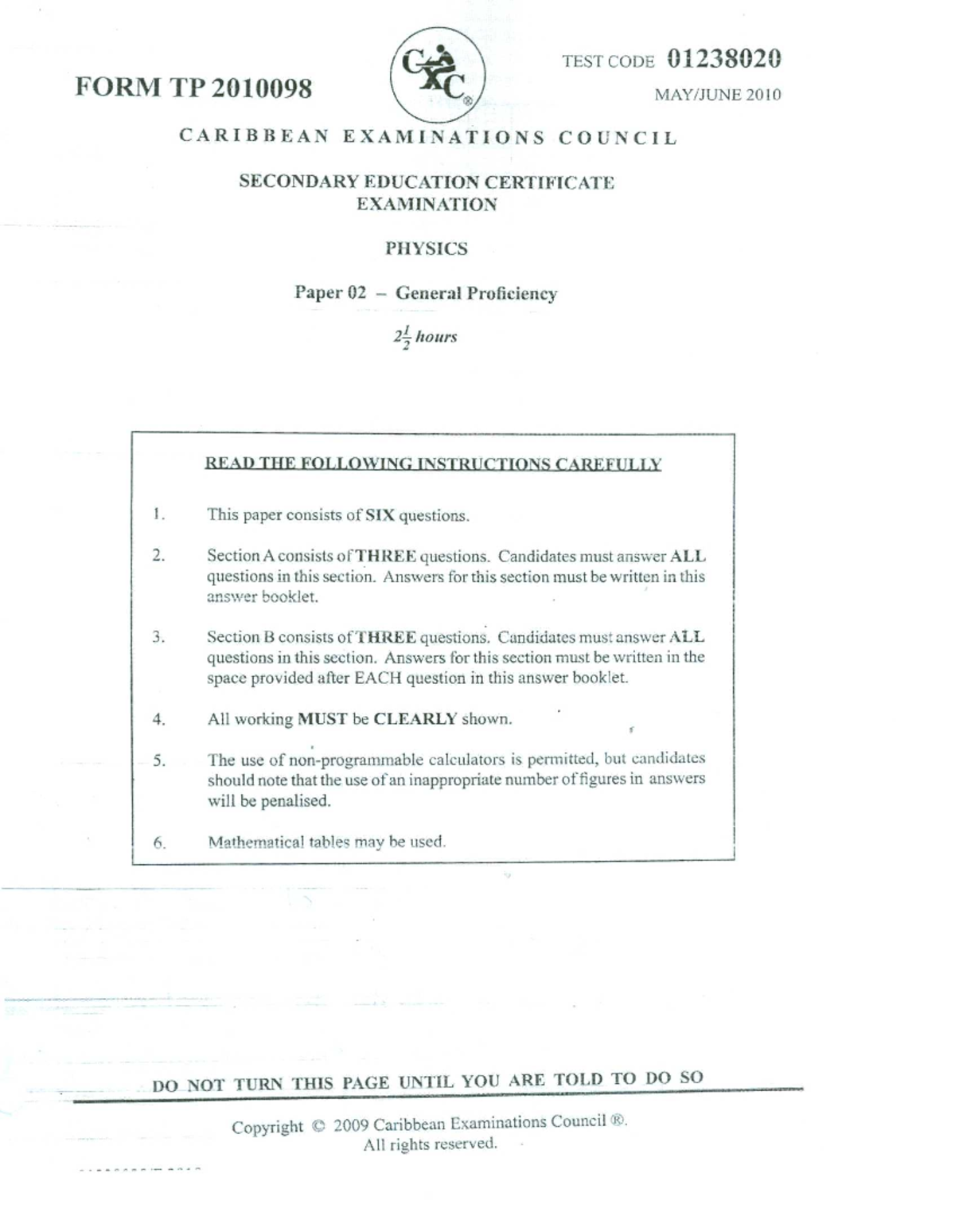Physics Tips and Tricks for June 2010 CSEC Exam Prep - Studocu
