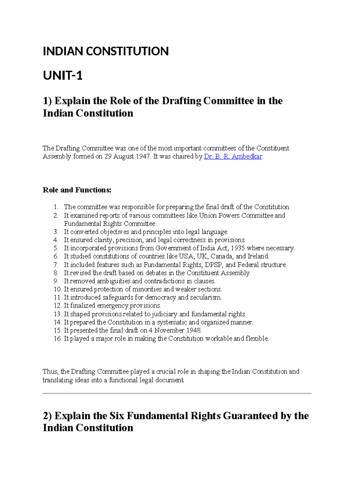 Indian Constitution (IC): Role of Drafting Committee & Fundamental ...