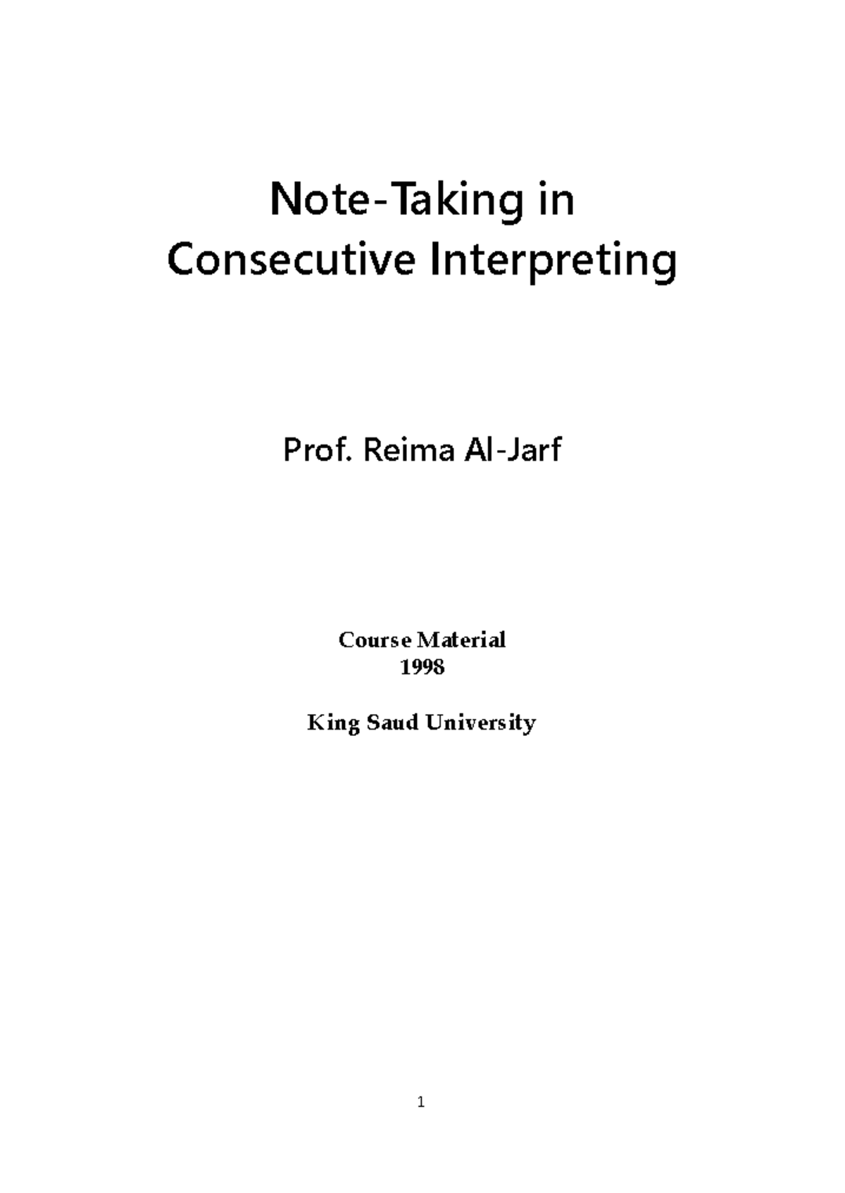 Consecutive Interpreting Note Taking Guide (Prof. Reima, 1998) - Studocu