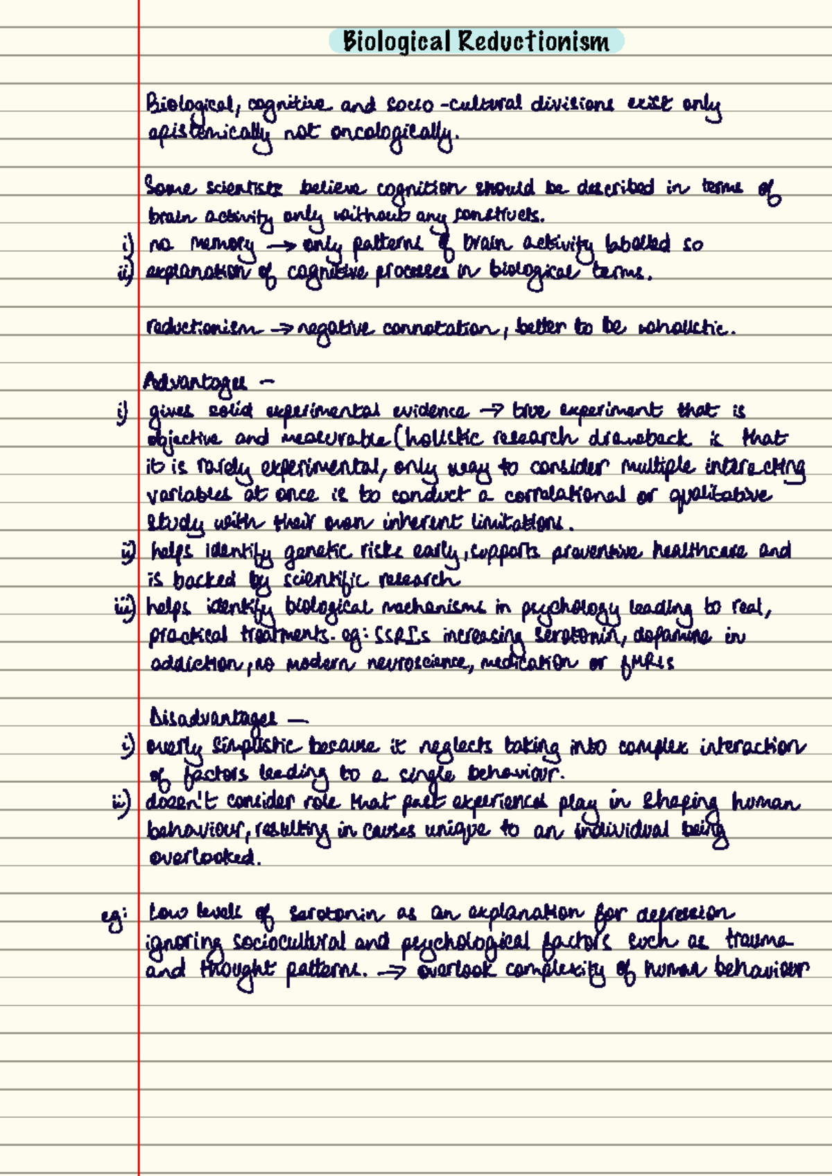 Biological Reductionism: Examining Cognitive Processes and Limitations ...