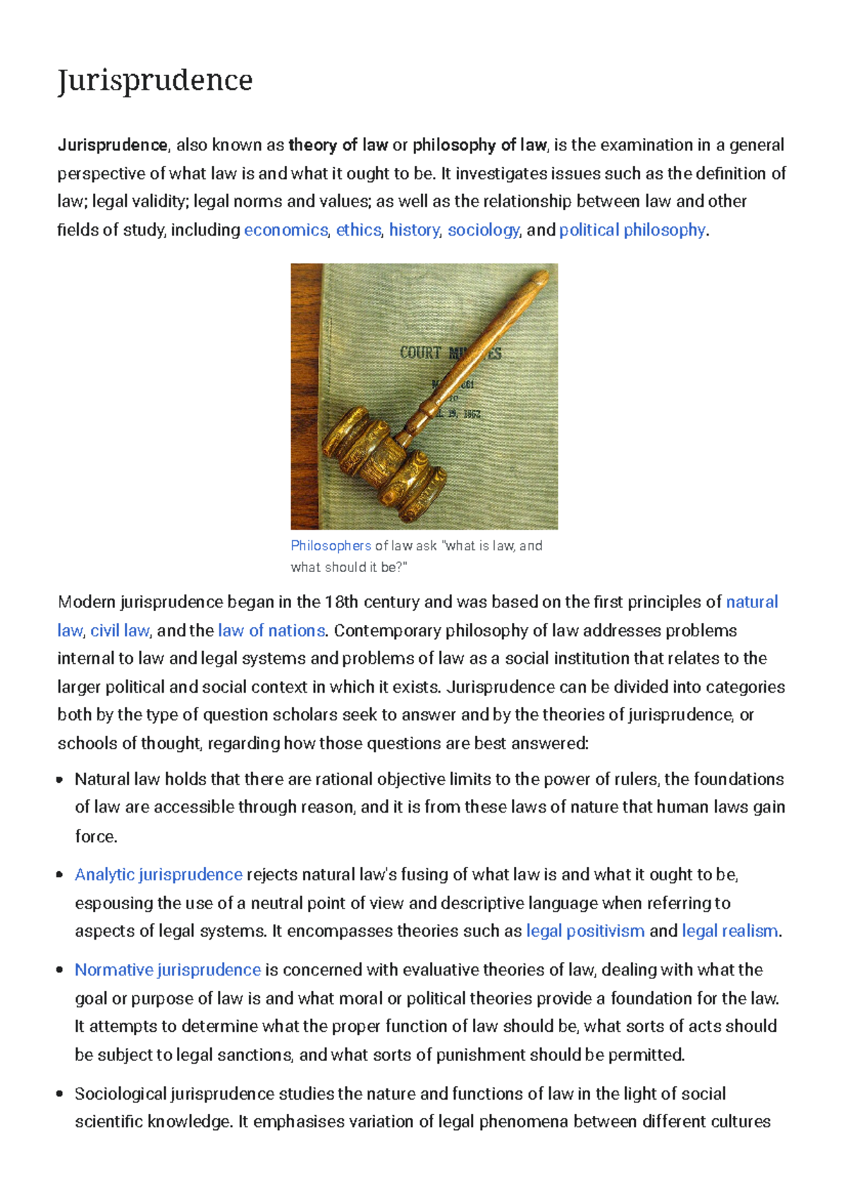 Jurisprudence Overview: The Philosophy of Law and Its Theories - Studocu