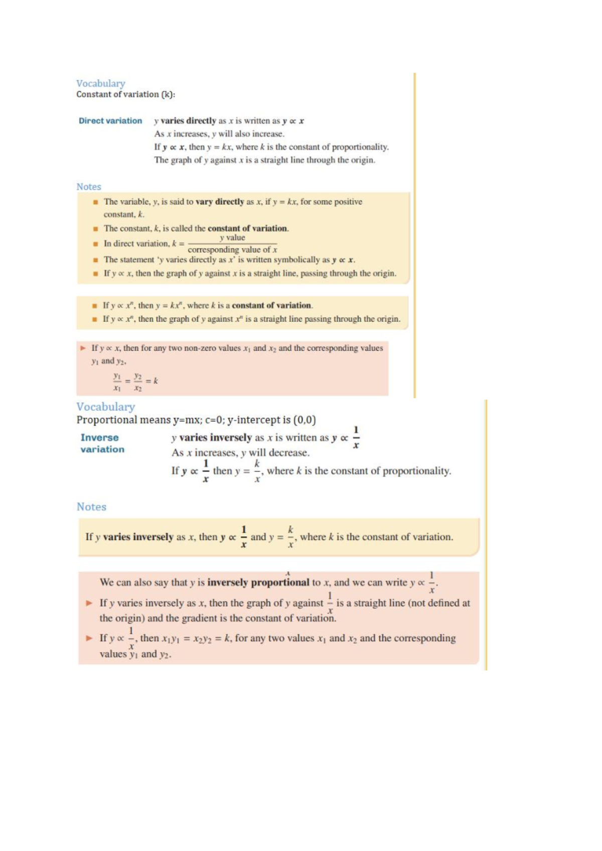 1234MATHS - Direct and Inverse Variation Notes - Studocu
