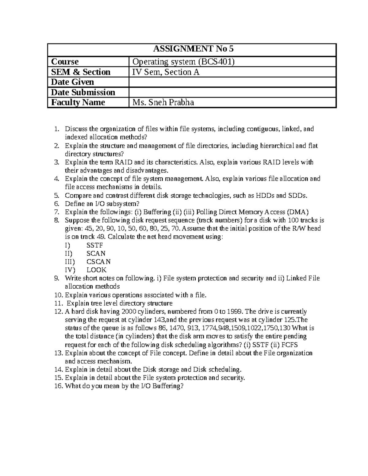 BCS401 IV Sem Assignment 5: File Systems & Disk Management Concepts ...