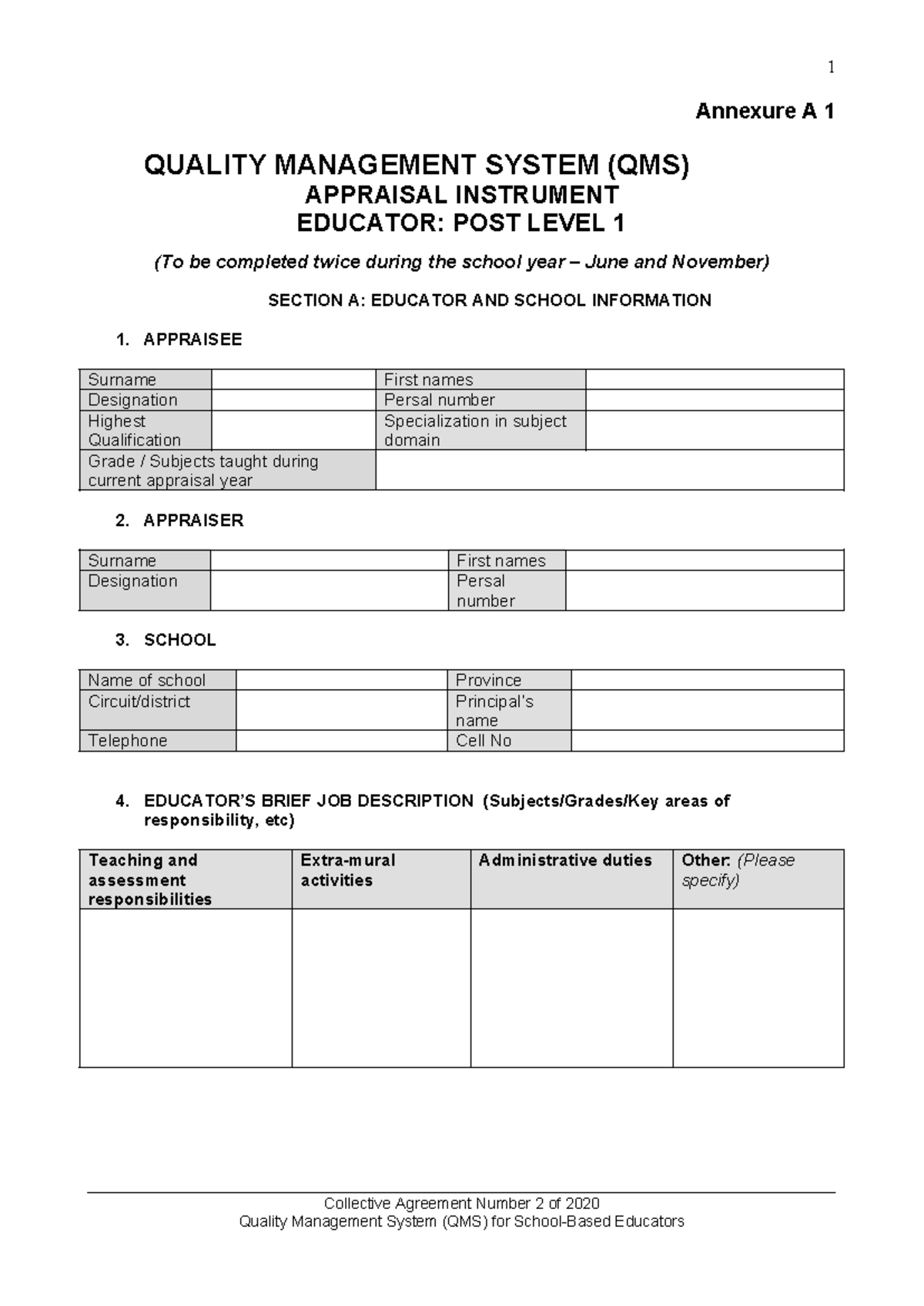 664850053 QMS Appraisal Instrument for Educators Post Level 1 - Studocu