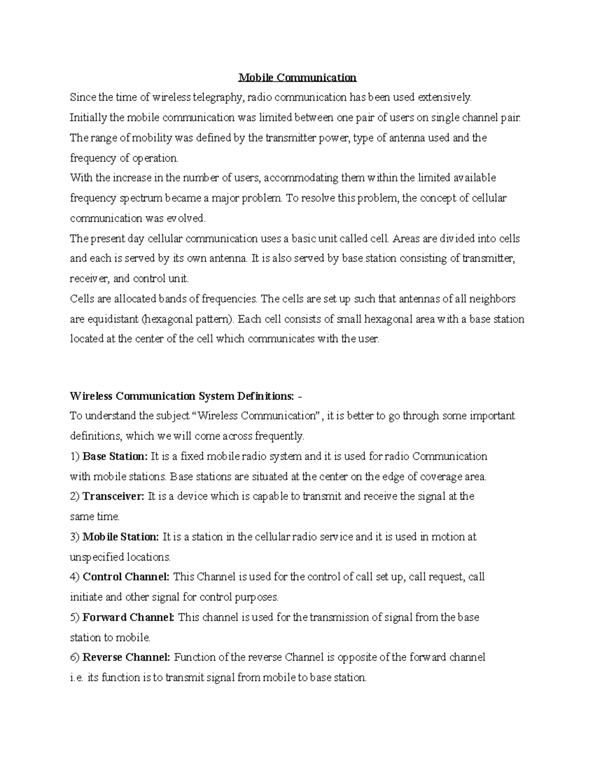 Mobile Communication Concepts and Technologies: An Overview - Studocu