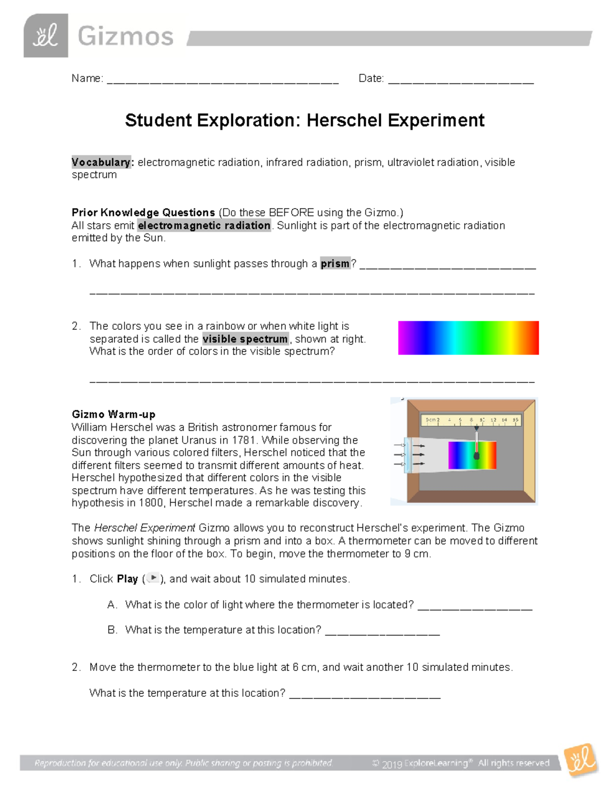 Herschel Experiment Exploration SE: Insights on Light & Temperature ...