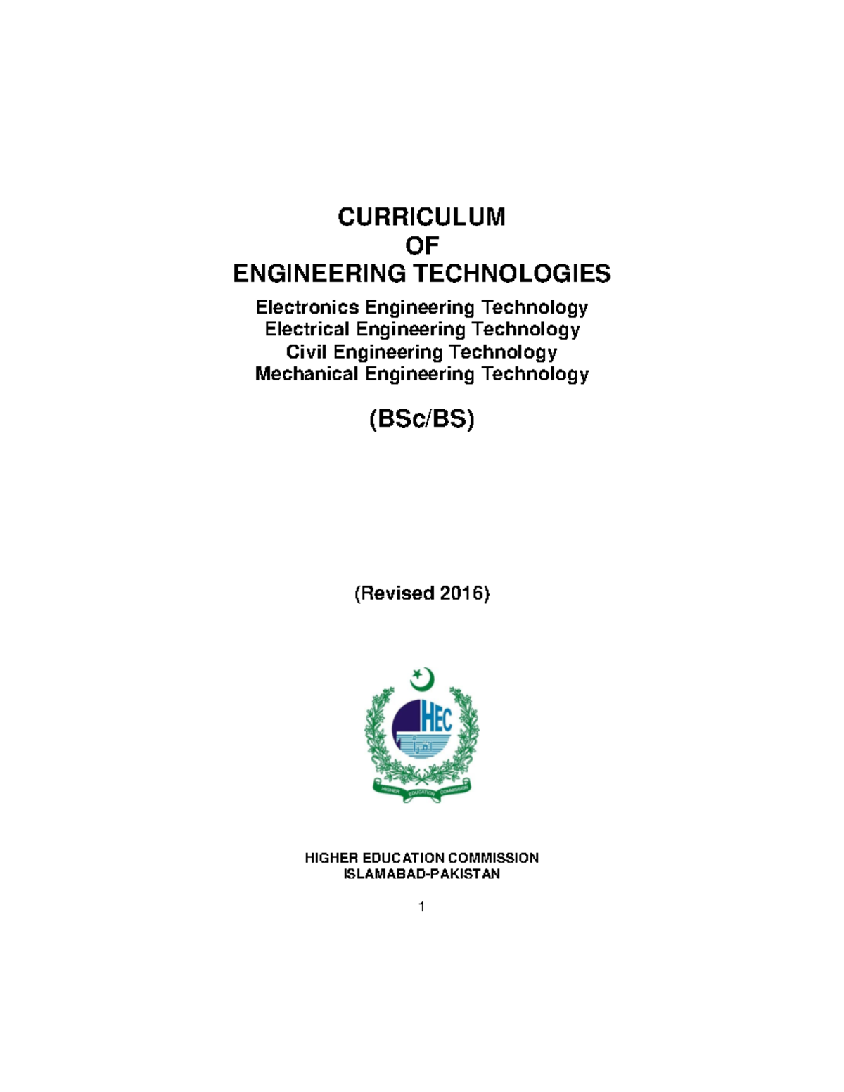 BSc in Engineering Technology Curriculum Overview (Revised 2016) - Studocu