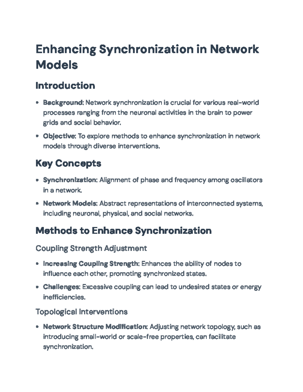 Enhancing Synchronization in Network Models: Methods & Challenges ...