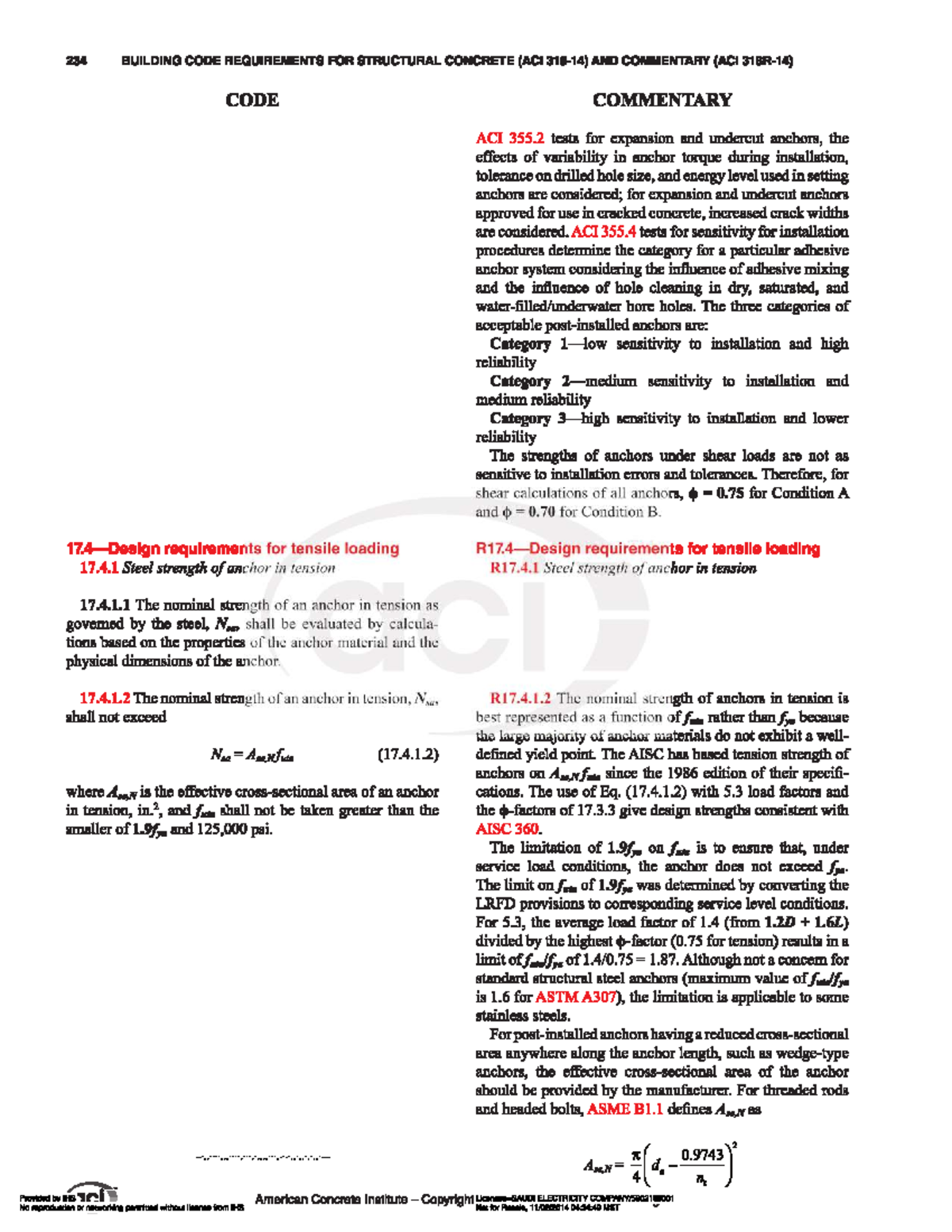 ACI 318 Chapter 17: Building Code Requirements for Structural Concrete ...
