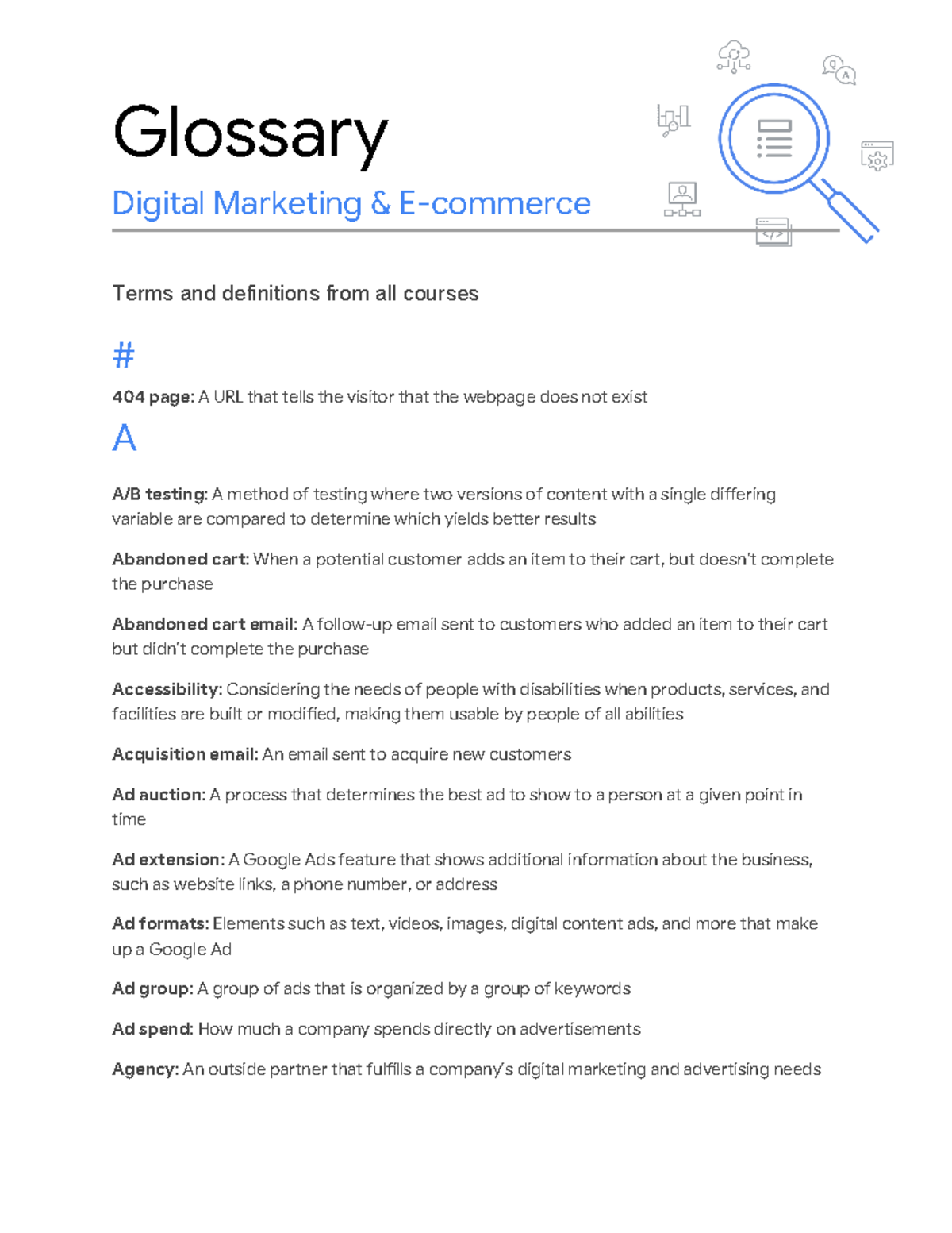 Ecommerce - you can learn a lot - Glossary Digital Marketing & E ...