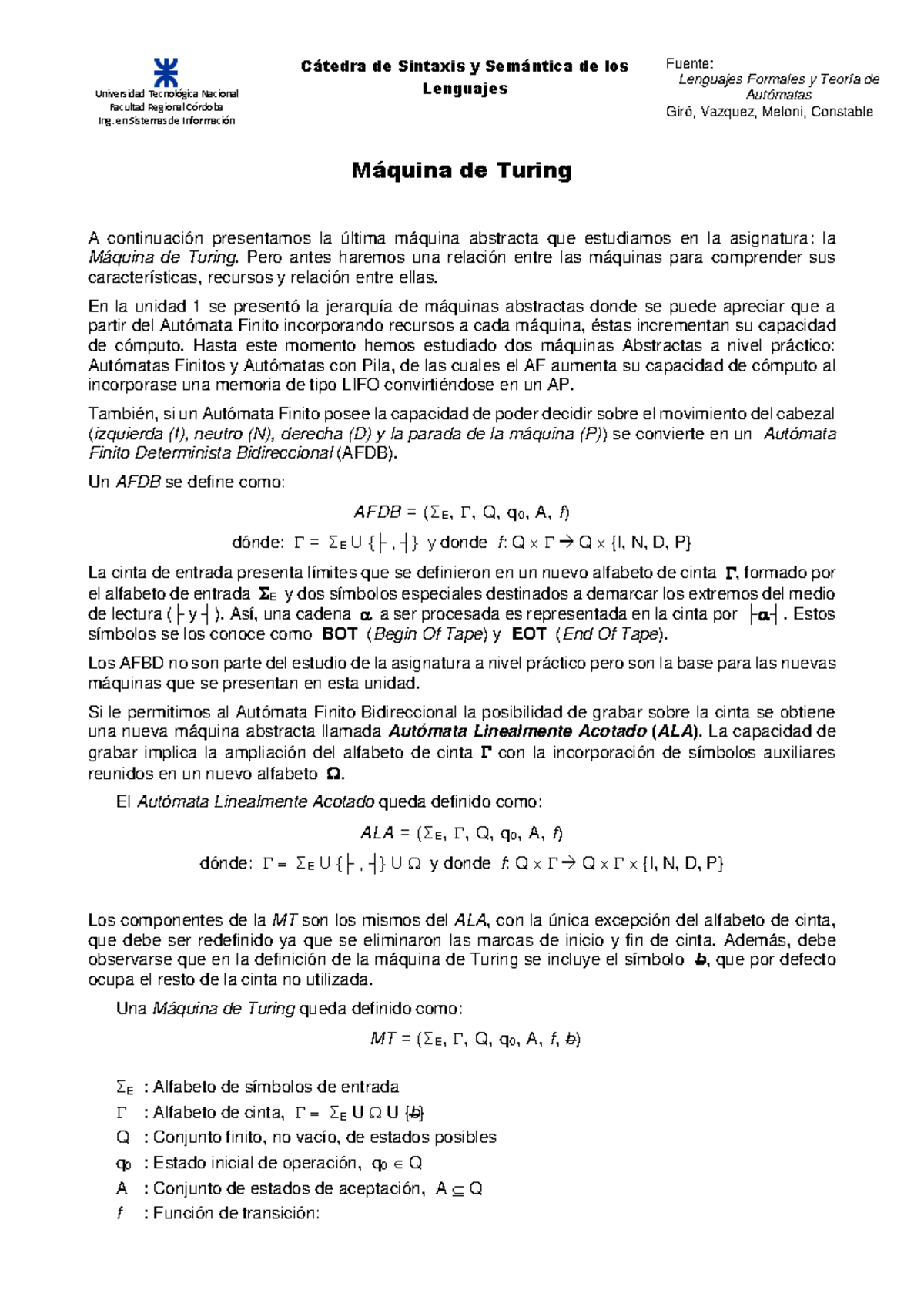 Unidad 6: Máquina de Turing - Prácticas y Ejercicios (Cód. Sintaxis) - Document Preview