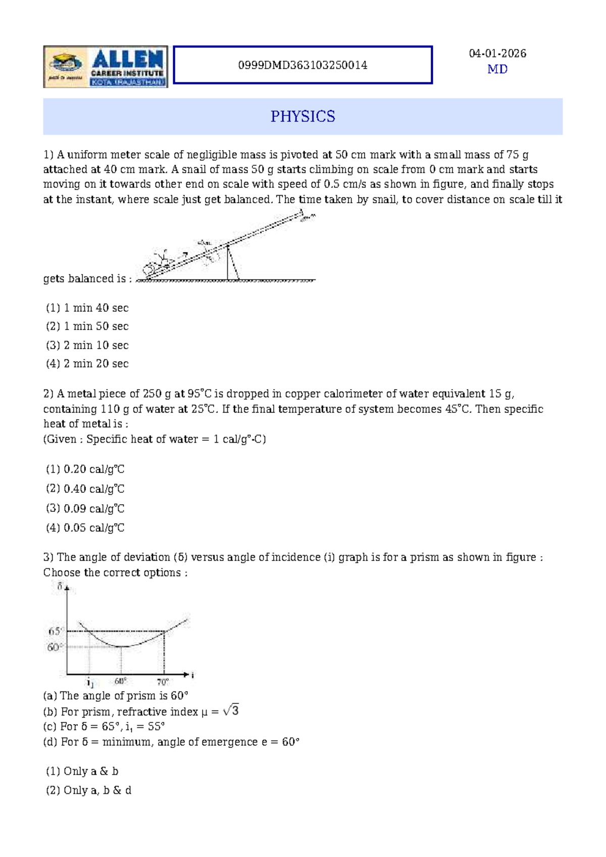 MD PHYSICS Solution Set for Exam Preparation - Studocu