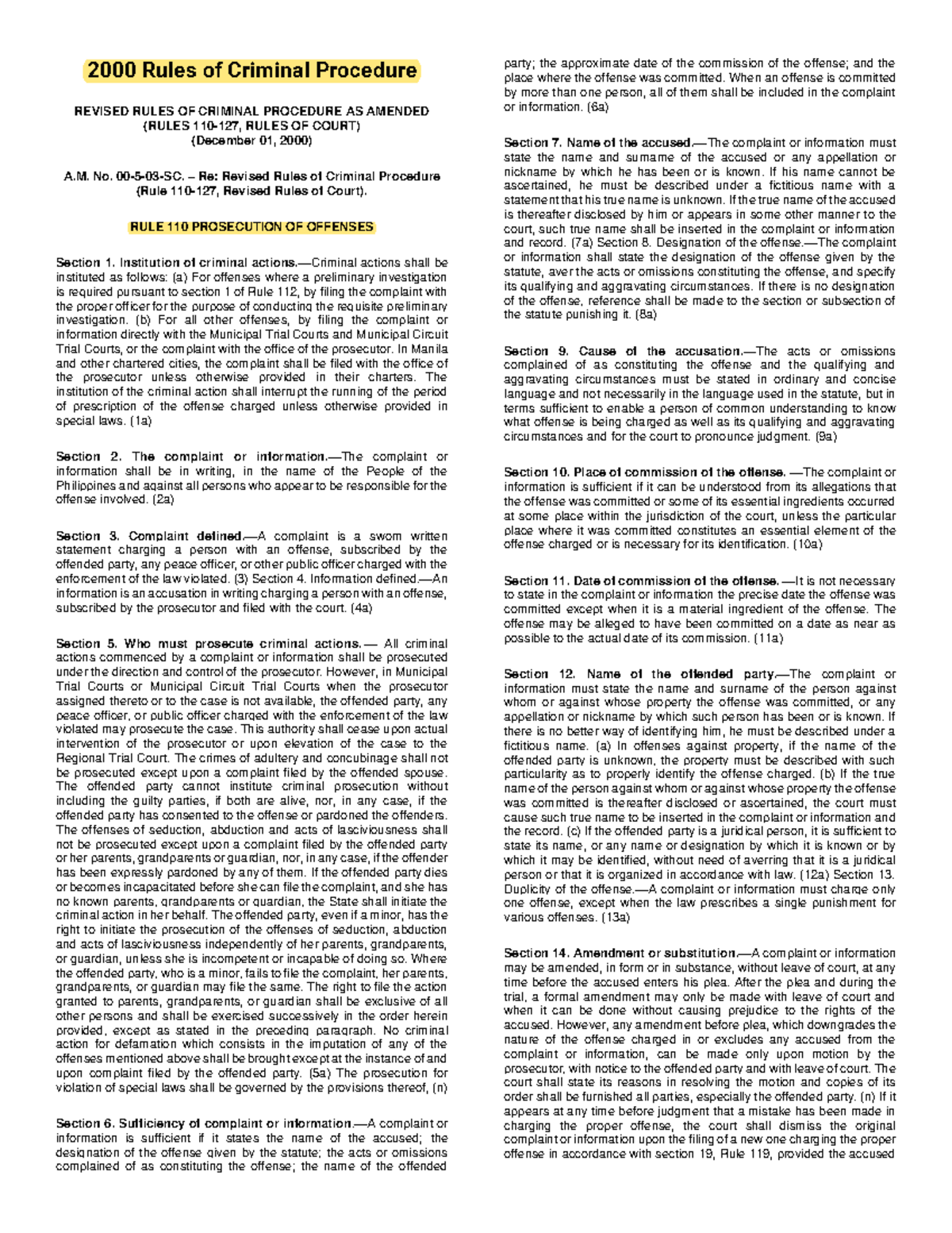 2000 Rules of Criminal Procedure - 2000 Rules of Criminal Procedure ...