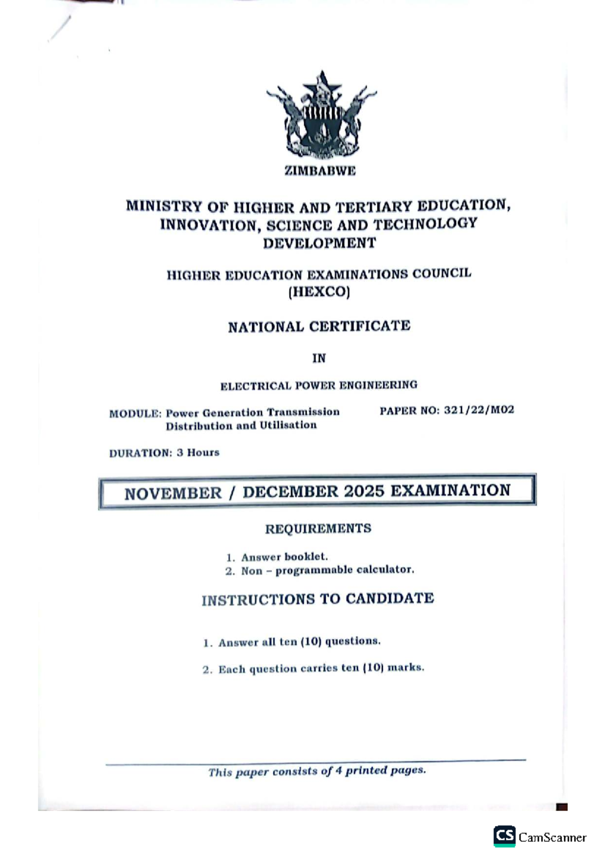 Pgtdu 2025 - HEXCO National Certificate in Electrical Power Engineering ...