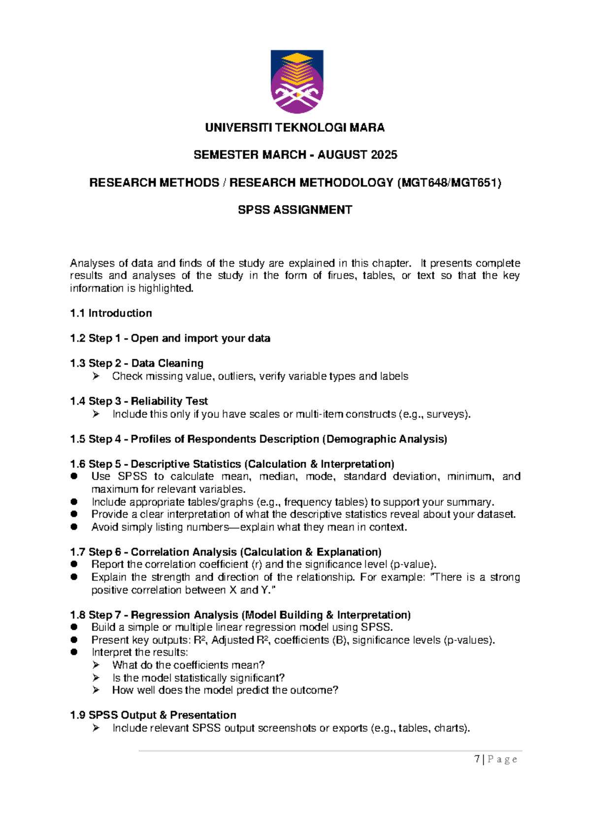 SPSS Assignment: Research Methodology Analysis (March-Aug 2025) - Studocu