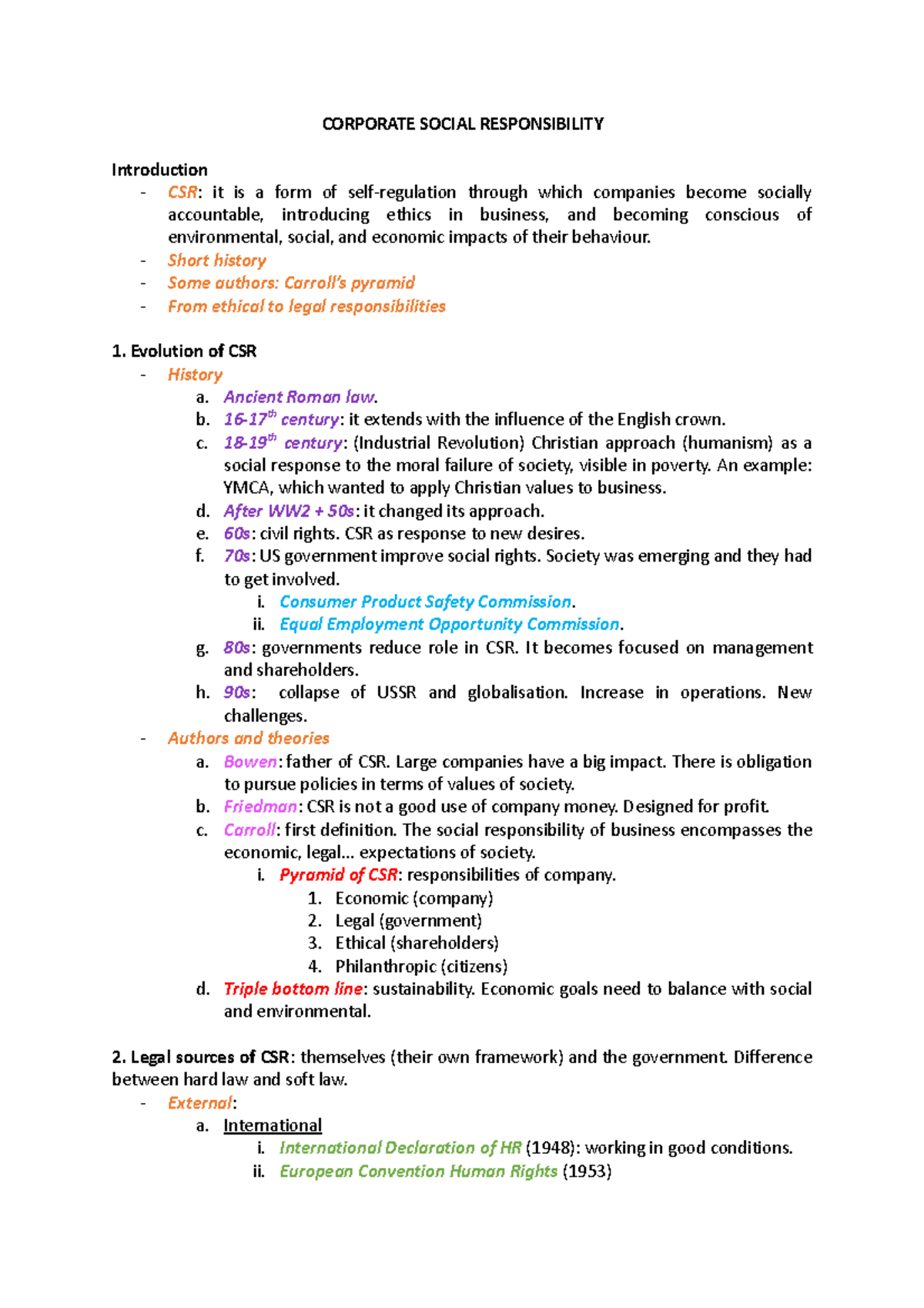 Corporate Social Responsibility (CSR) Outline and Evolution Details ...