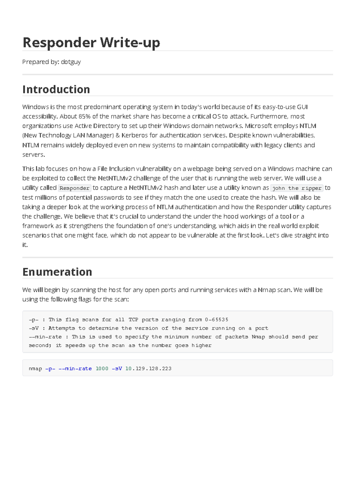 Windows File Inclusion Vulnerability Exploitation: Responder Lab (CS101 ...