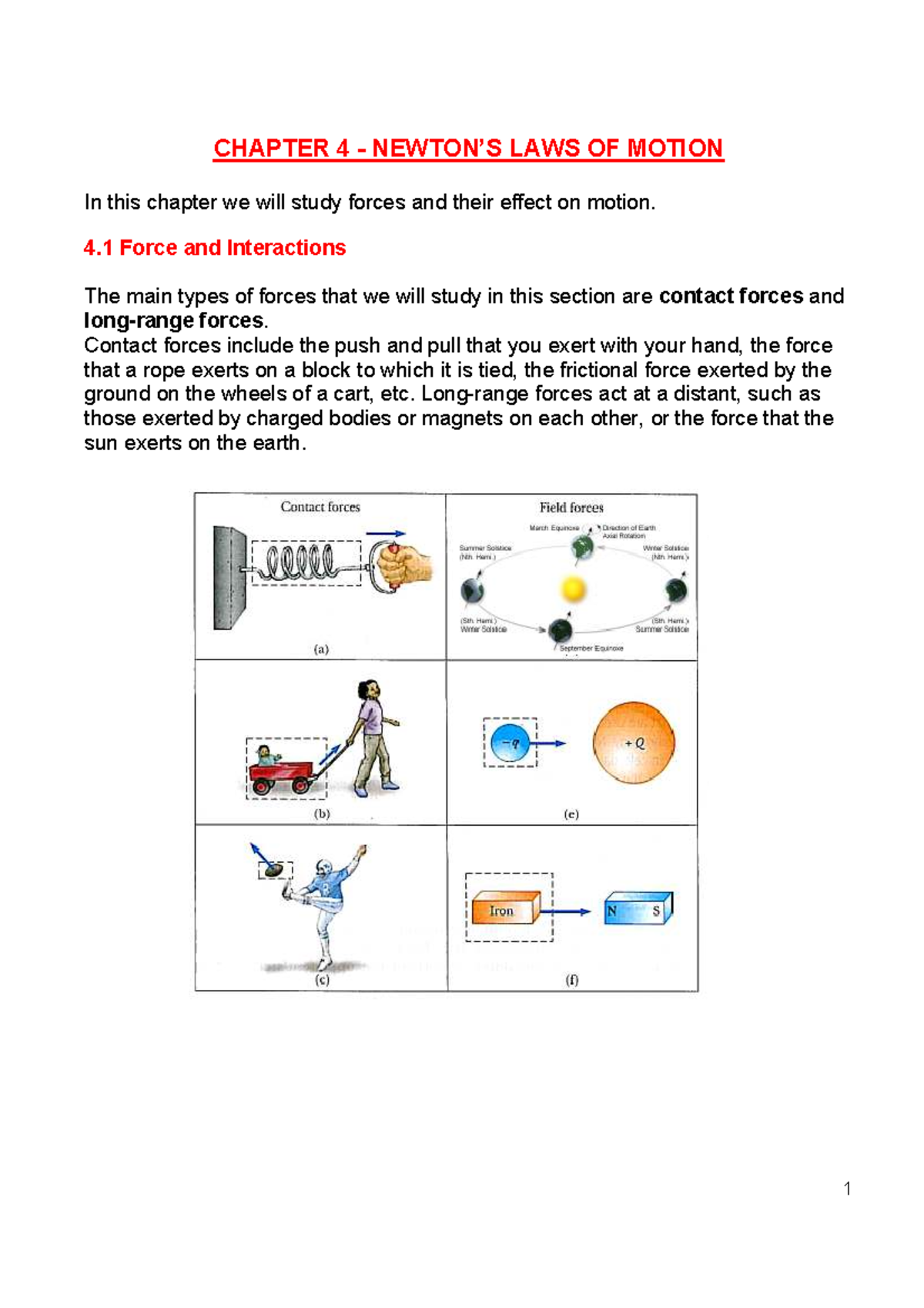 Mechanics CH4: Laws of Motion - Forces and Their Effects - Studocu