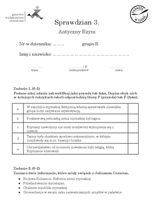 Test z historii rozdział 3 klasa 5 - Test a Od Napoleona do Wiosny