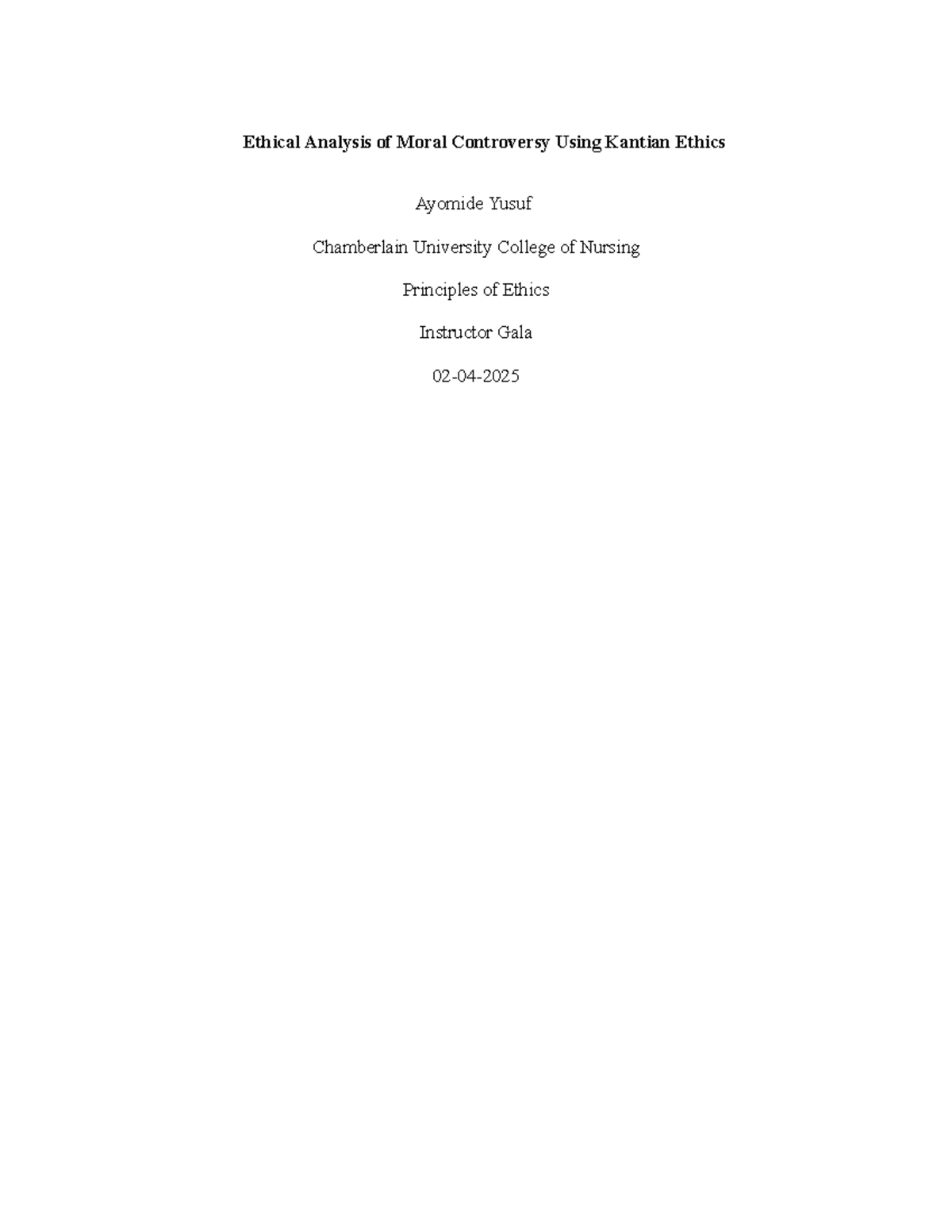 Week 5 Ethics Assignment: Kantian Analysis of Euthanasia Debate - Studocu