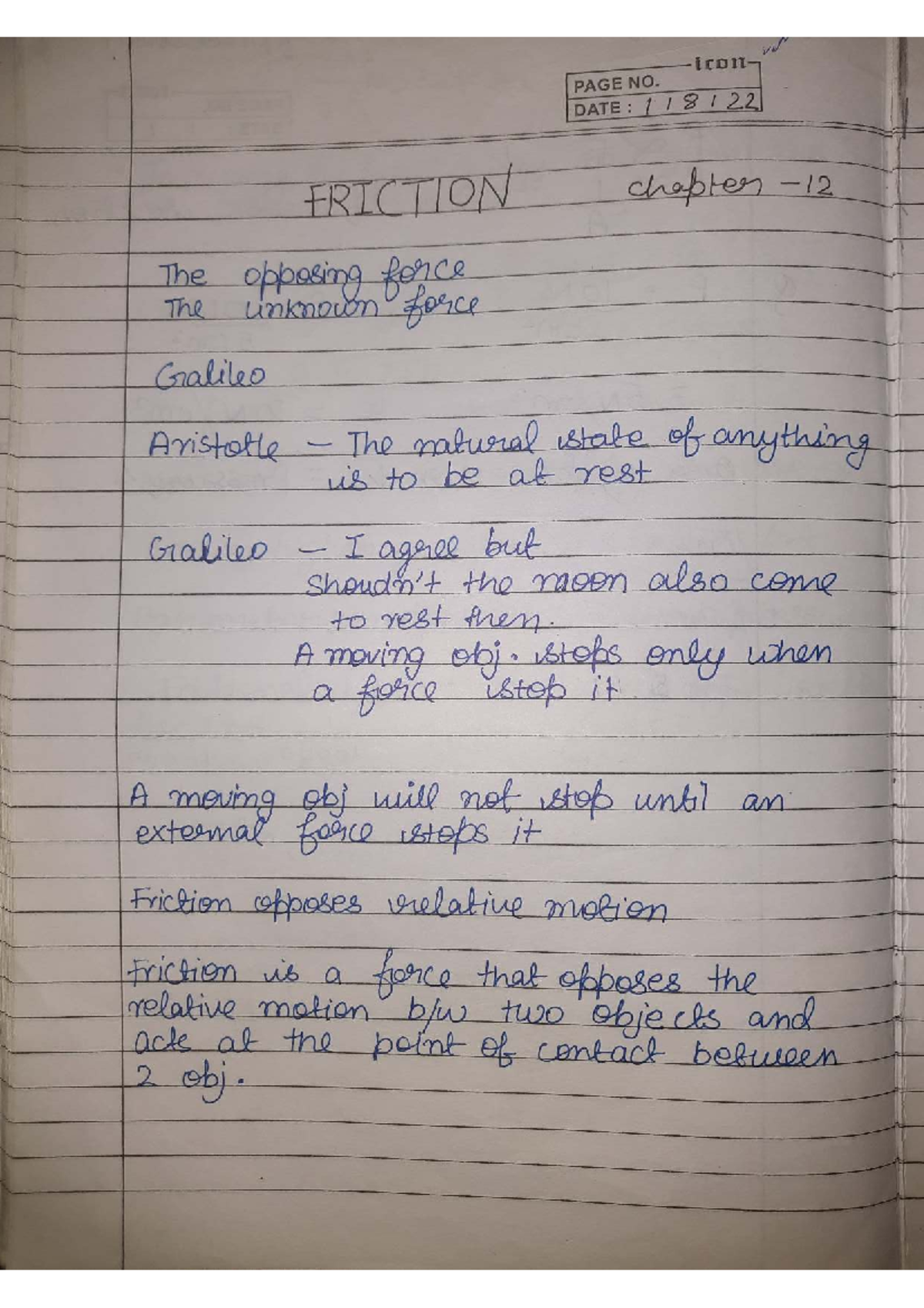 Friction Concepts and Forces - Class 7 Notes - Studocu