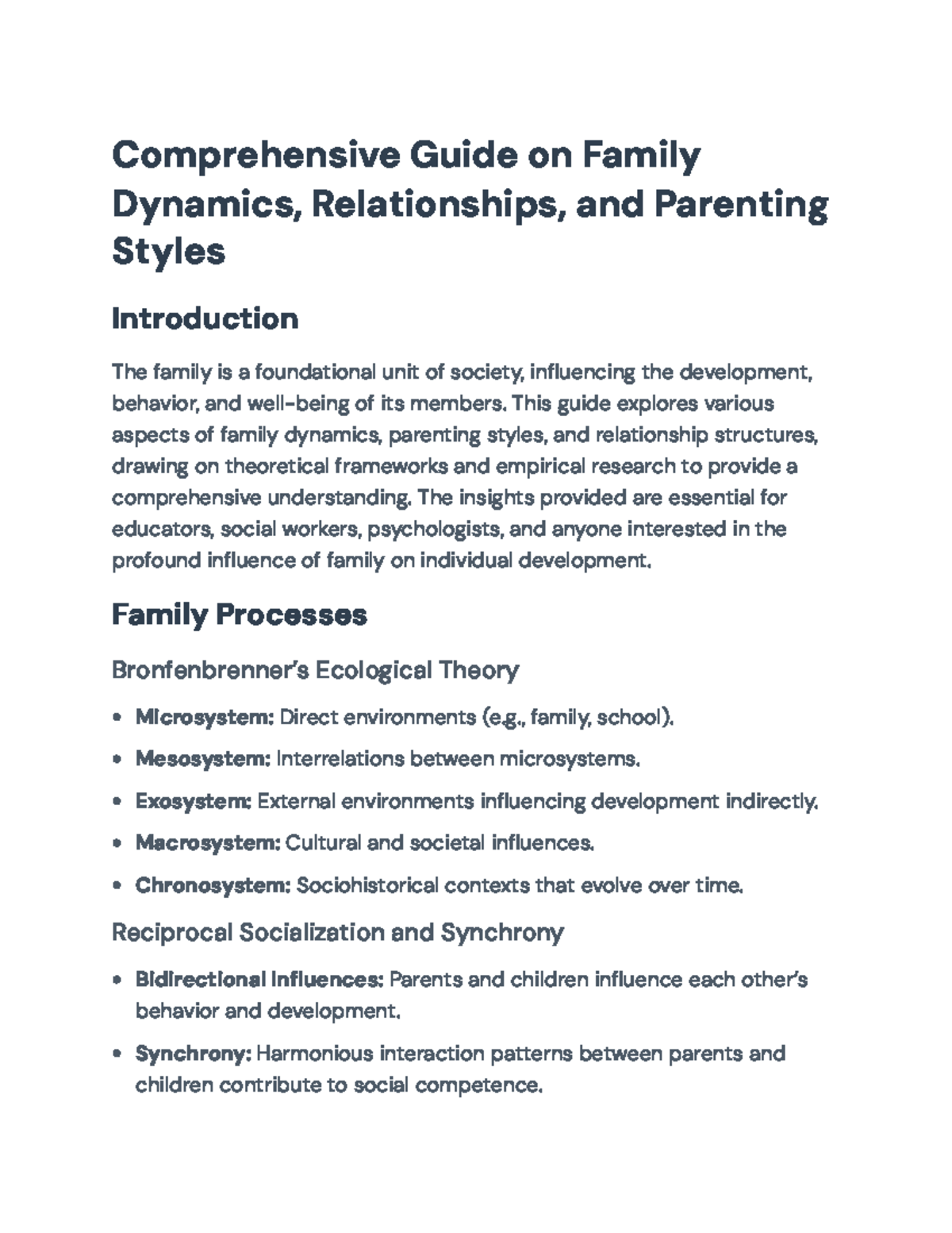 Comprehensive Guide on Family Dynamics &amp; Parenting Styles (PSY101 ...