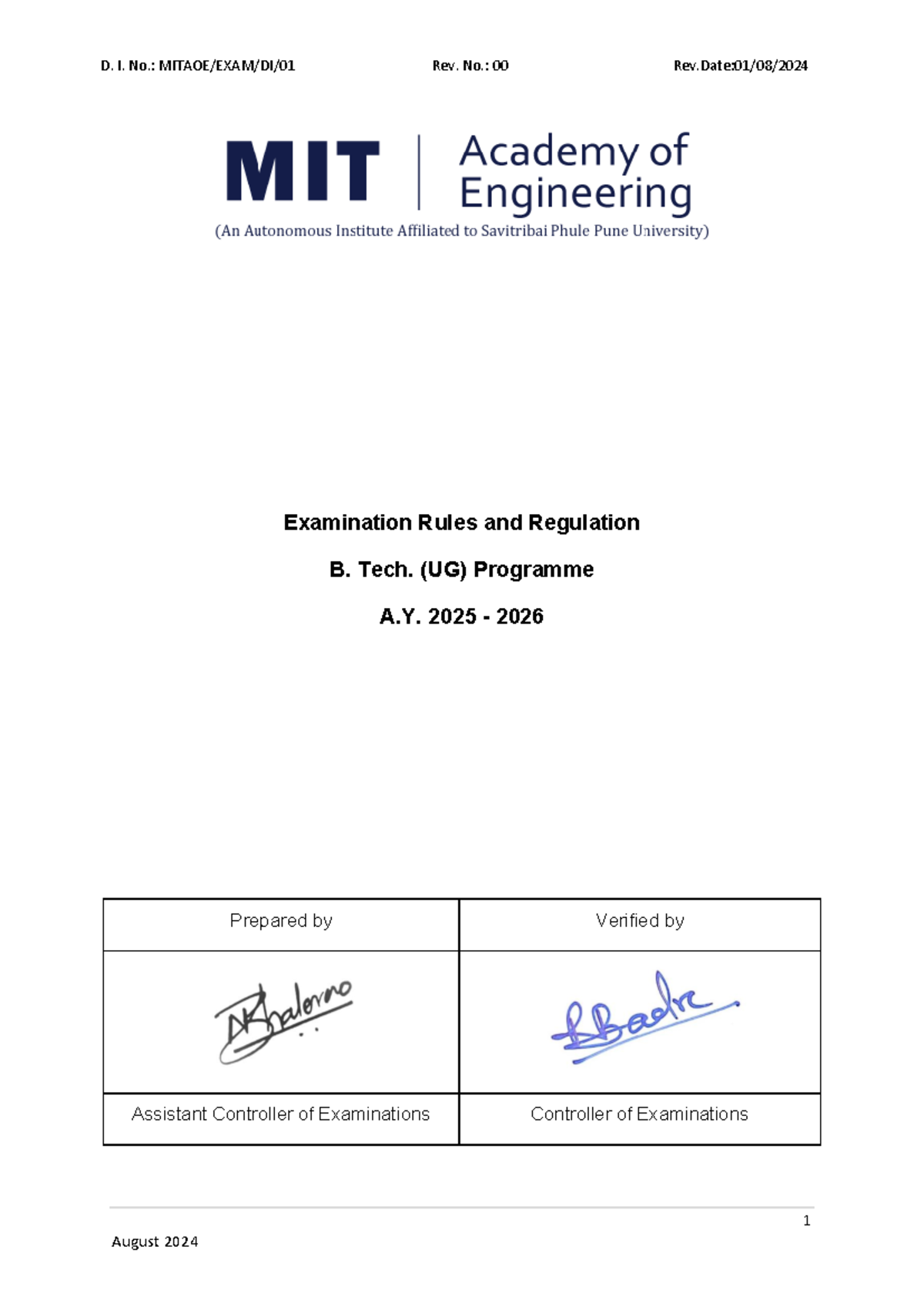 Examination Rules & Regulations for B. Tech. (UG) A.Y. 2025-2026 - Studocu