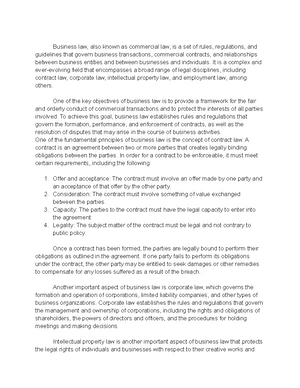 Business Law - Study Notes & Assignments - Studocu