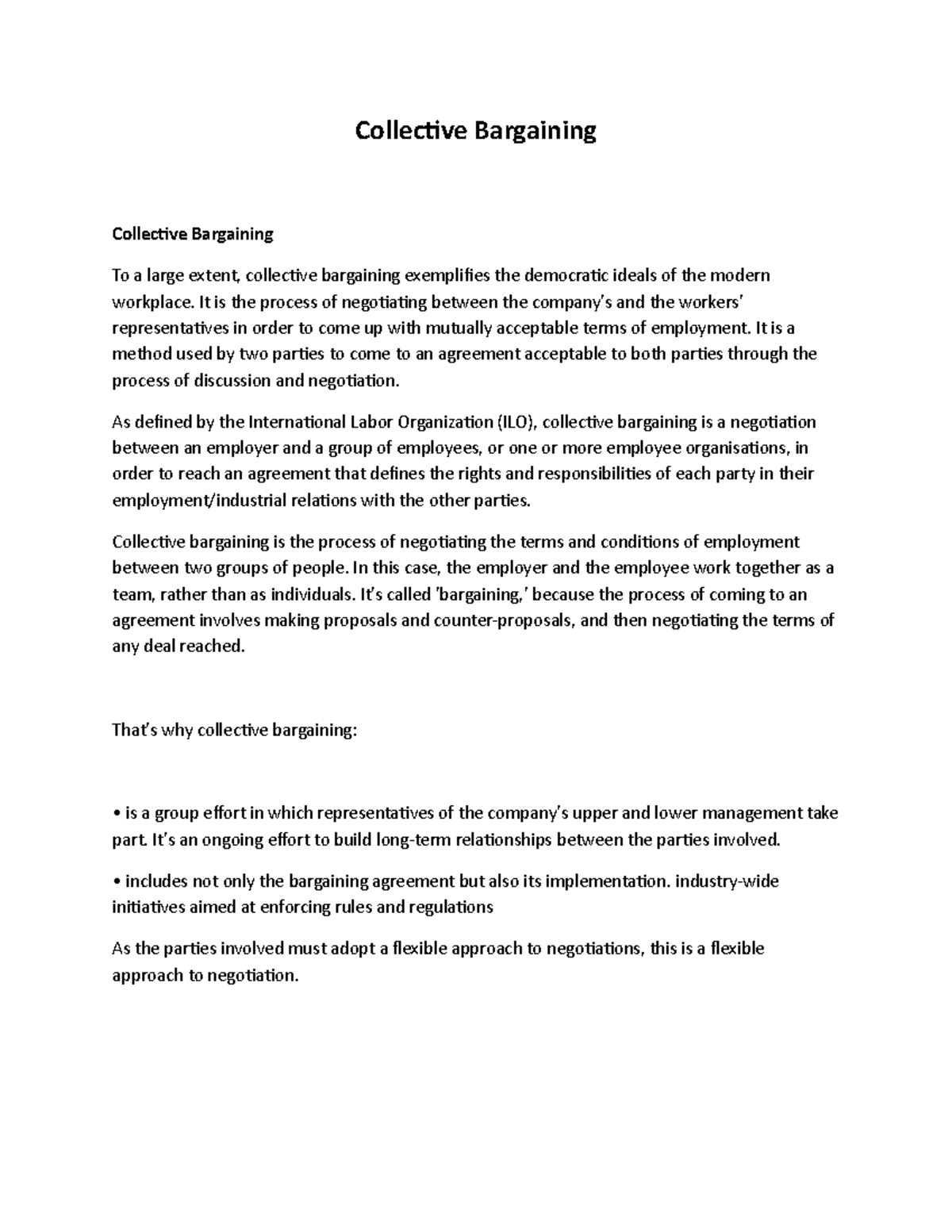 COL 101: Comprehensive Notes on Collective Bargaining Process - Studocu