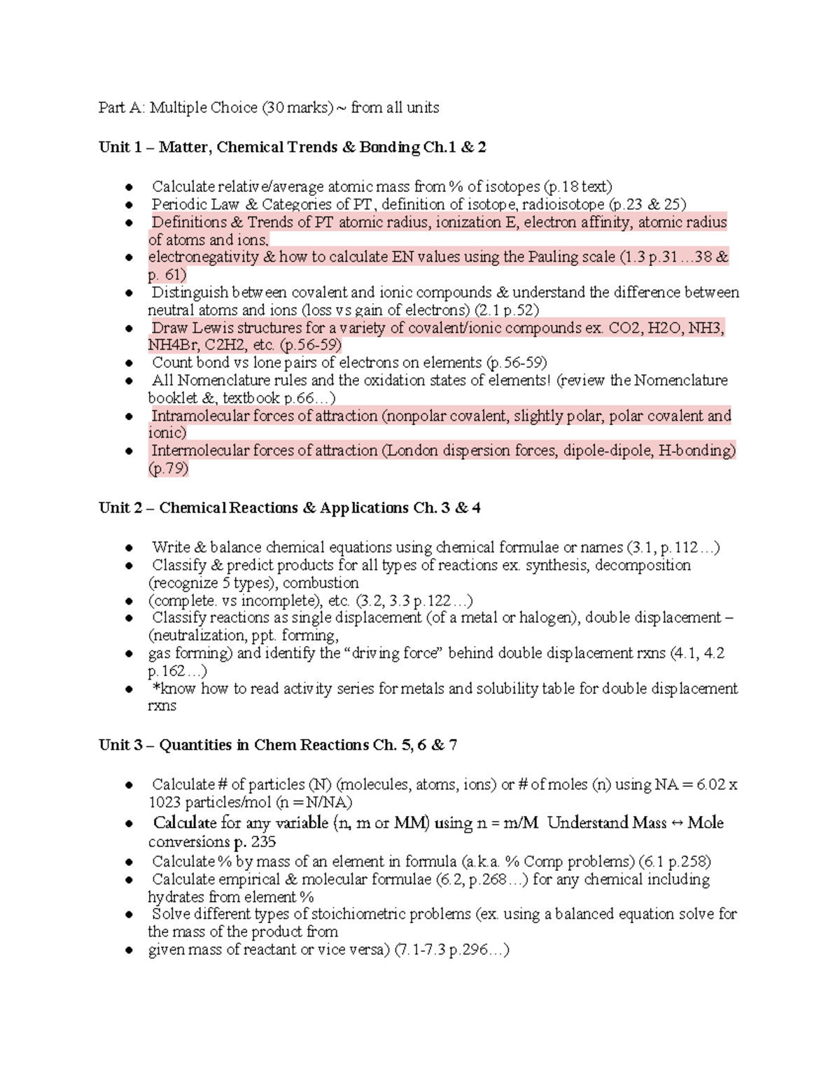 Chemistry 101: Final Exam Study Notes on Key Concepts and Reactions ...